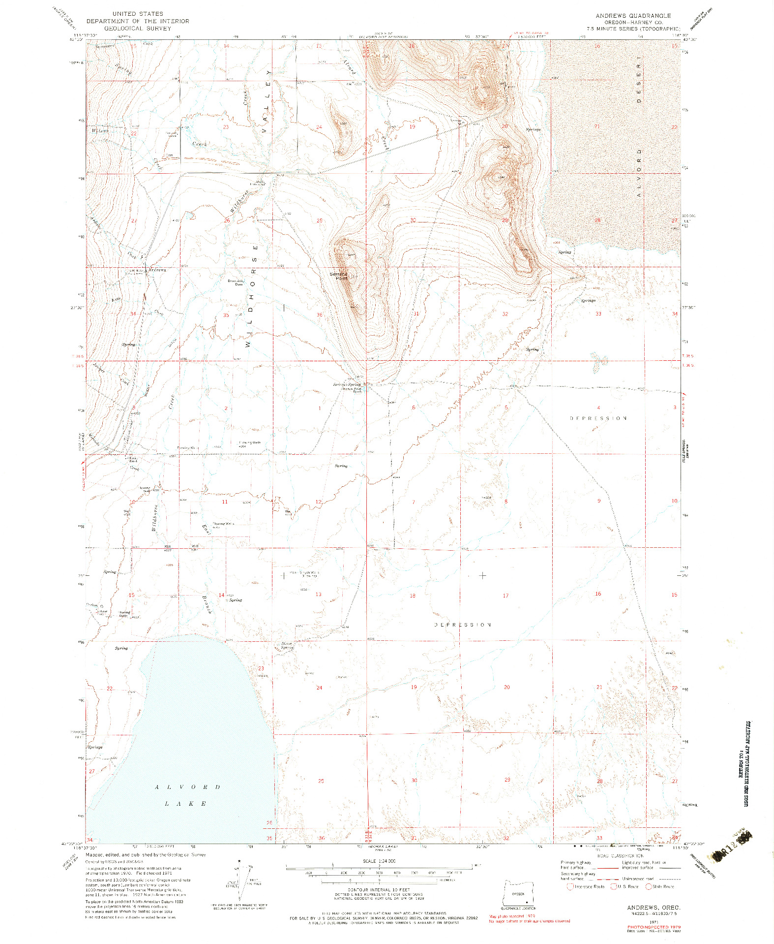 USGS 1:24000-SCALE QUADRANGLE FOR ANDREWS, OR 1971