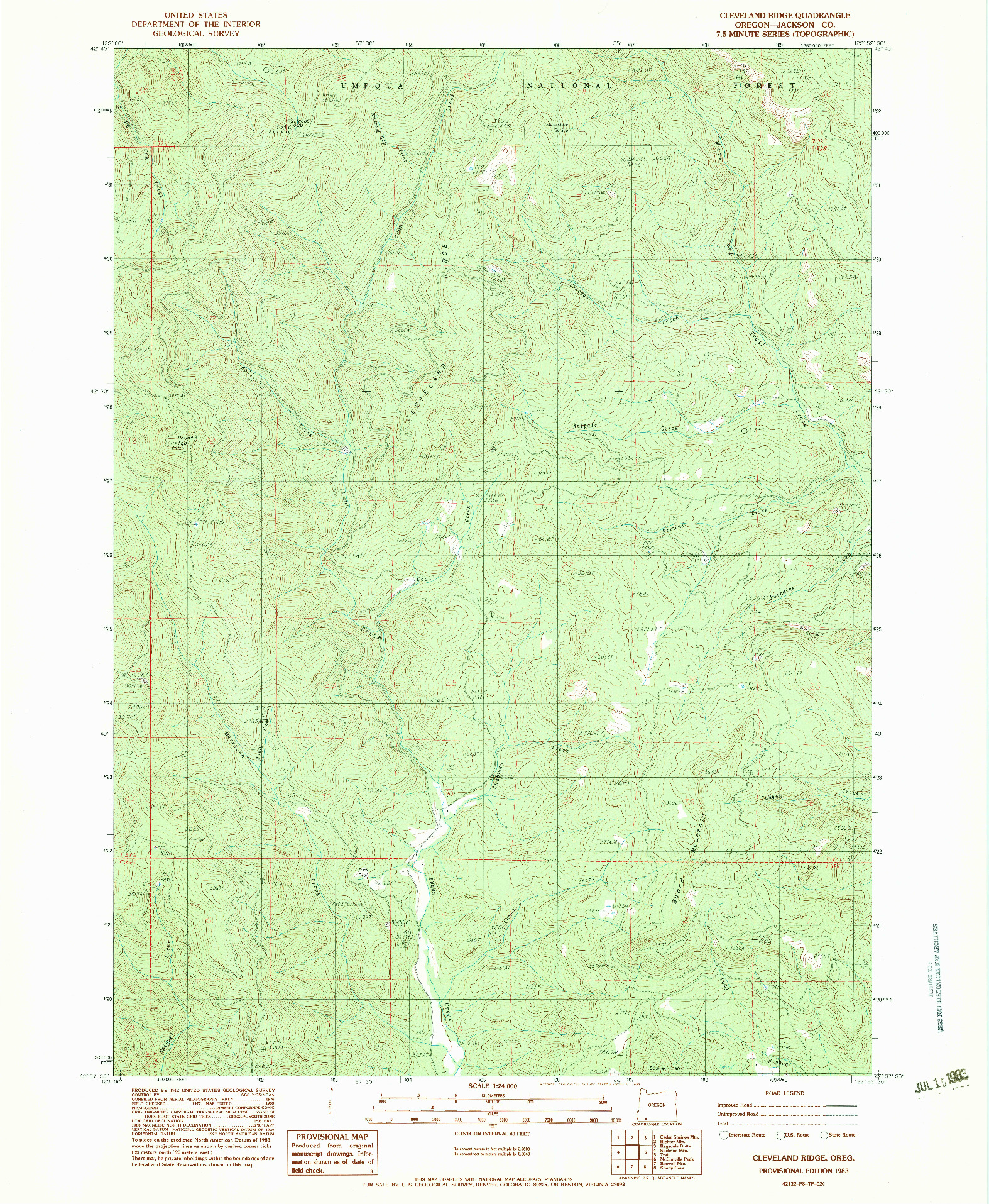 USGS 1:24000-SCALE QUADRANGLE FOR CLEVELAND RIDGE, OR 1983