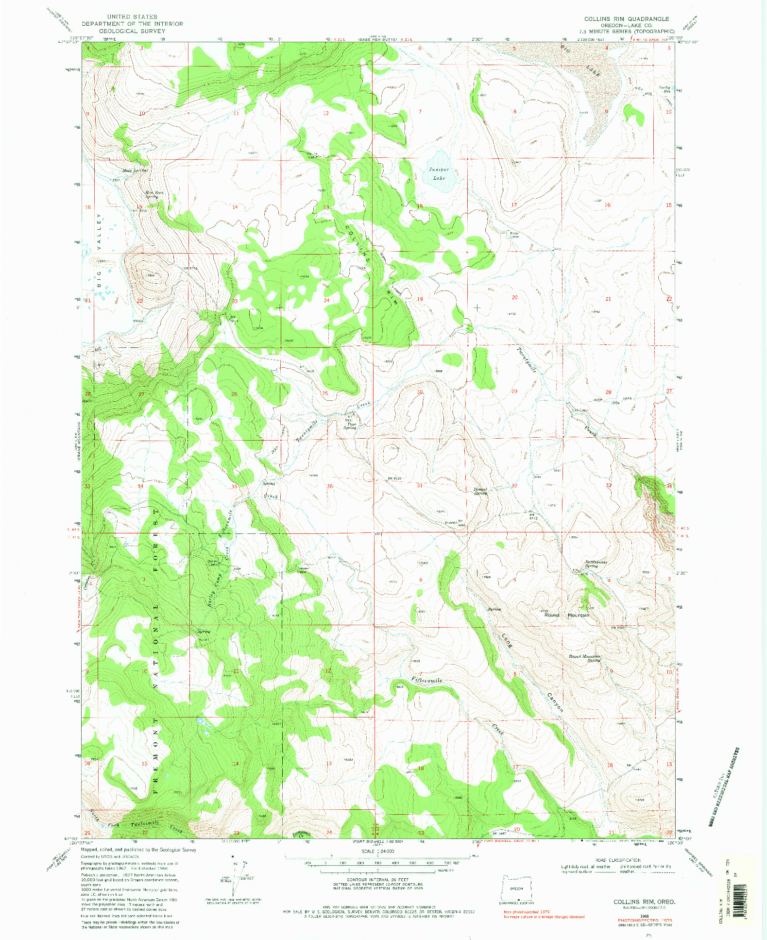 USGS 1:24000-SCALE QUADRANGLE FOR COLLINS RIM, OR 1968