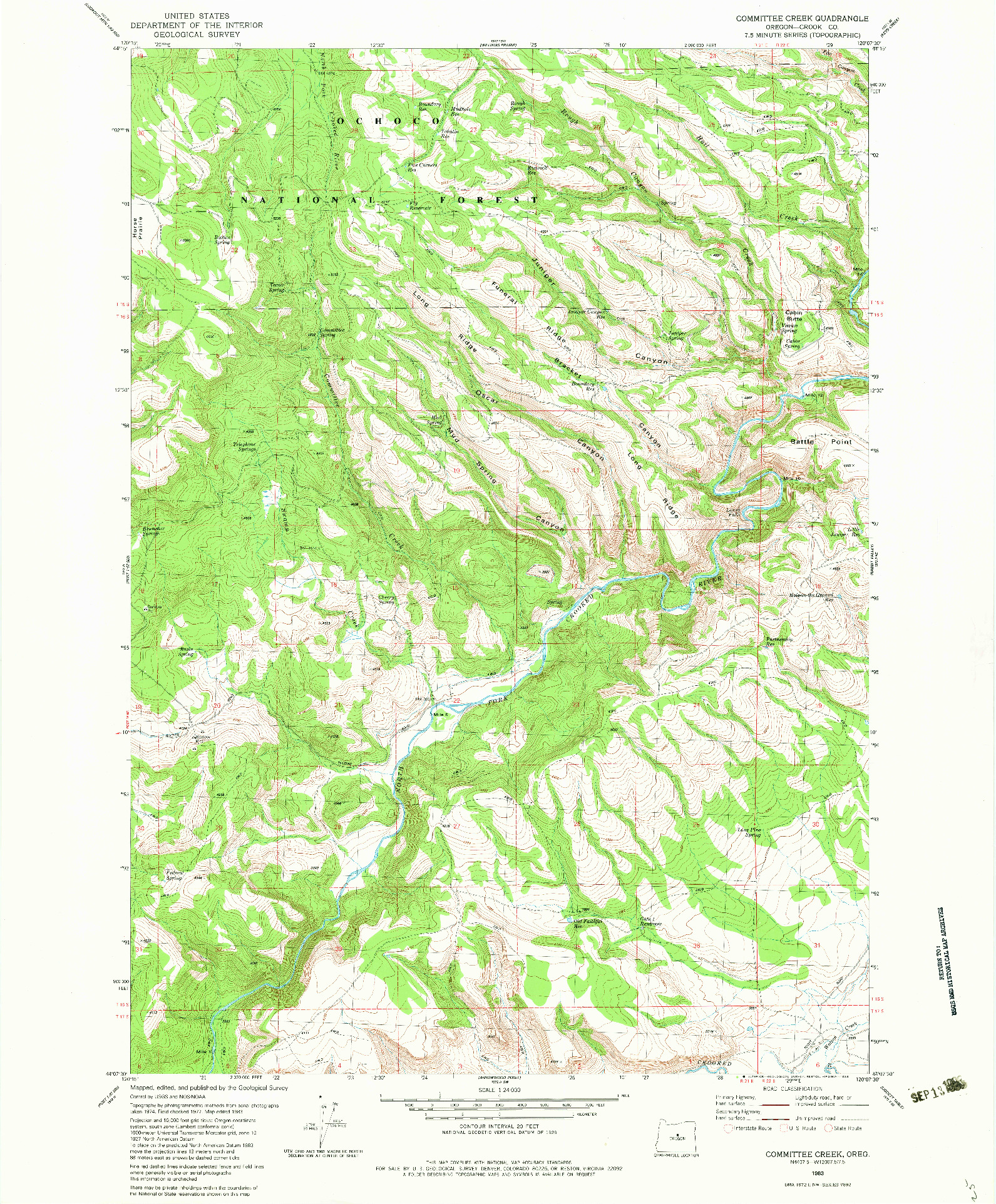 USGS 1:24000-SCALE QUADRANGLE FOR COMMITTEE CREEK, OR 1983