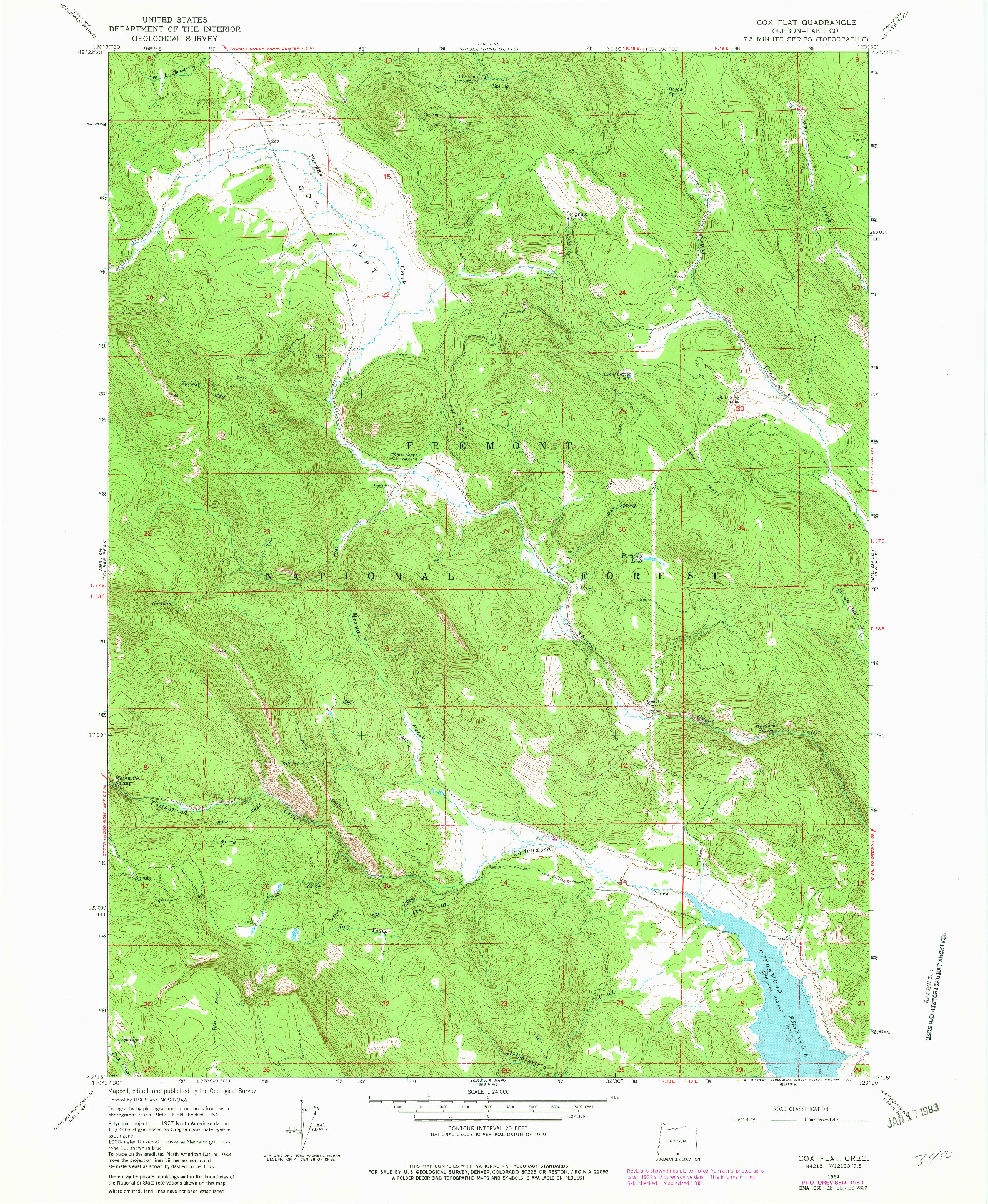 USGS 1:24000-SCALE QUADRANGLE FOR COX FLAT, OR 1964