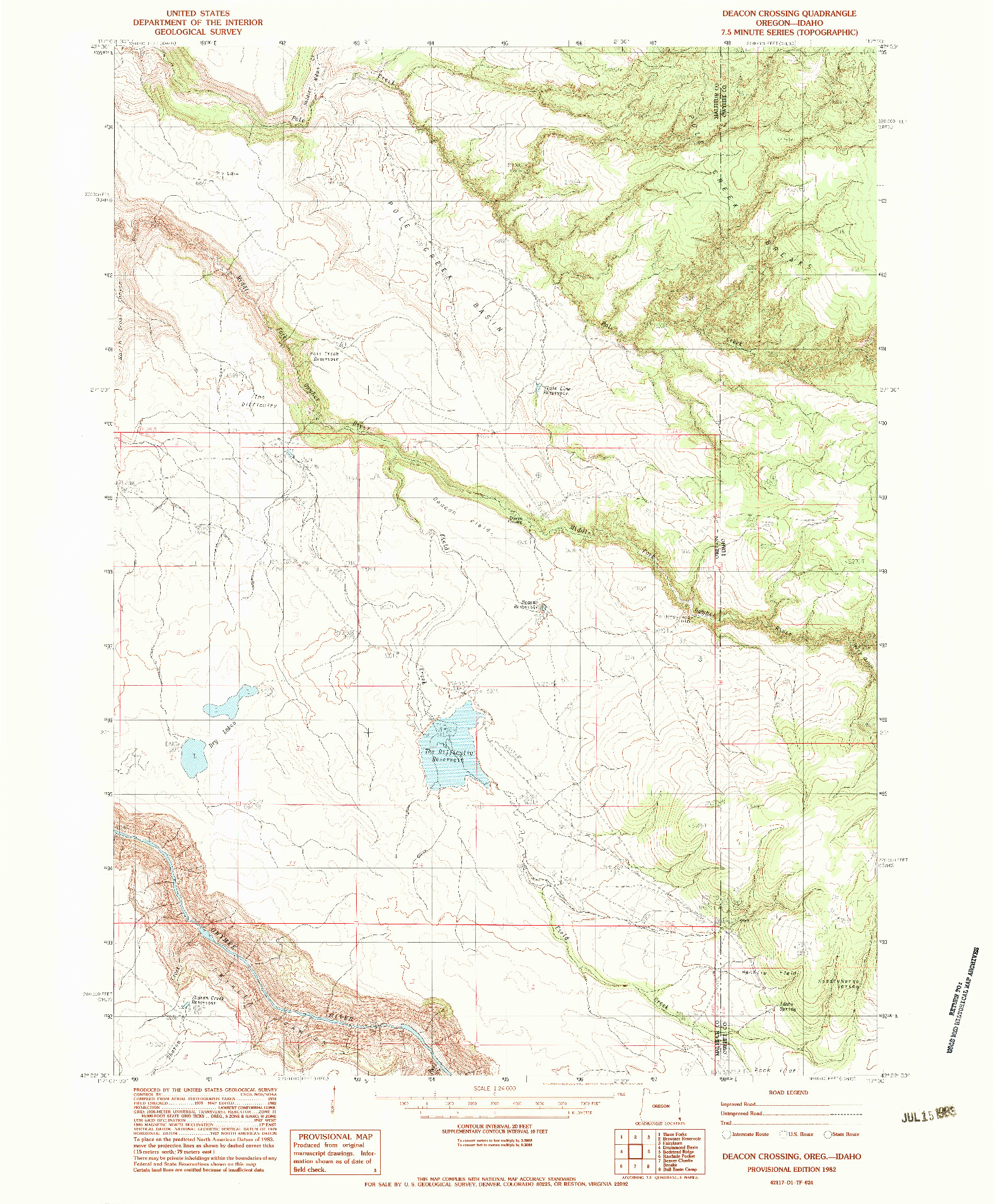 USGS 1:24000-SCALE QUADRANGLE FOR DEACON CROSSING, OR 1982