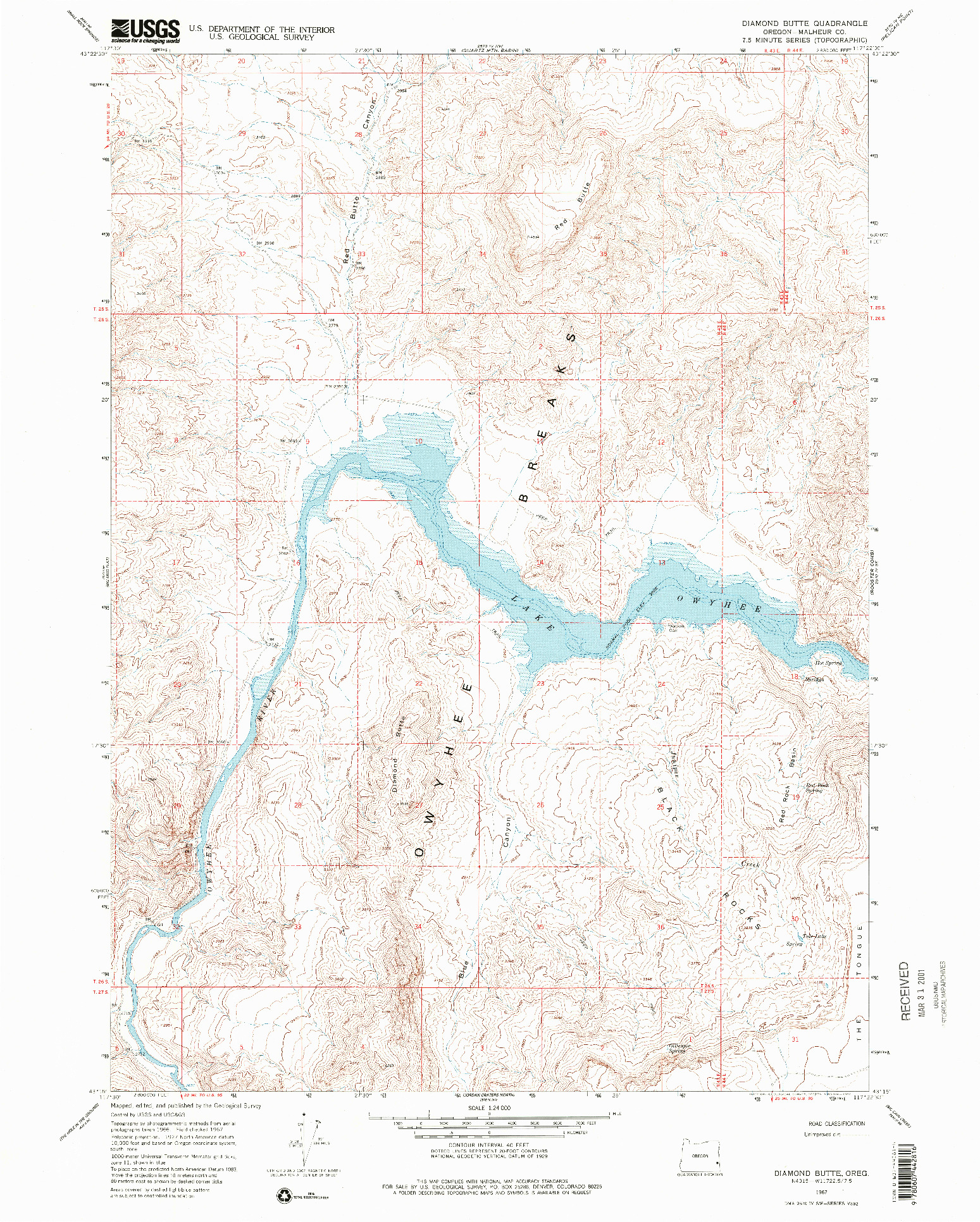 USGS 1:24000-SCALE QUADRANGLE FOR DIAMOND BUTTE, OR 1967