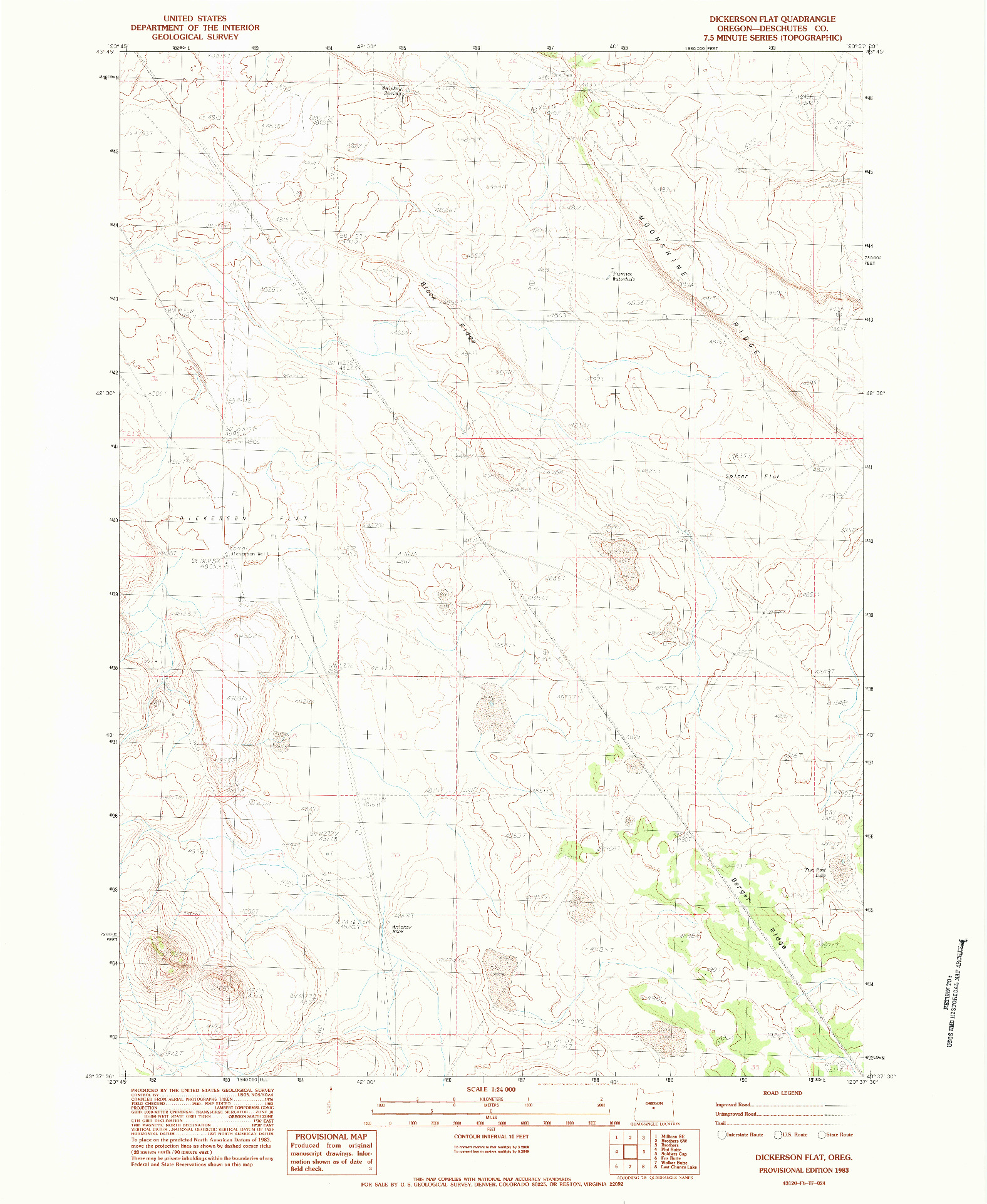 USGS 1:24000-SCALE QUADRANGLE FOR DICKERSON FLAT, OR 1983
