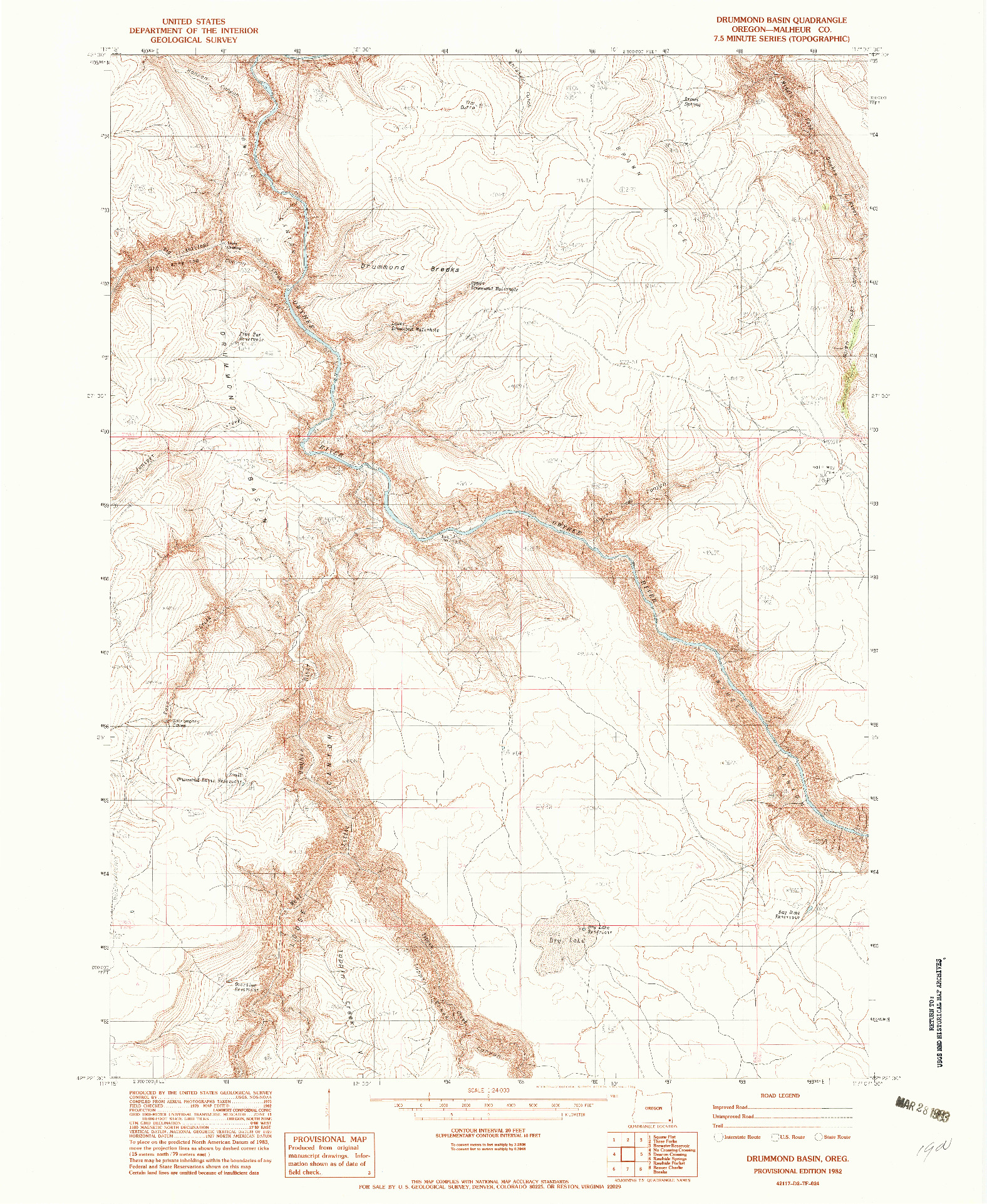USGS 1:24000-SCALE QUADRANGLE FOR DRUMMOND BASIN, OR 1982