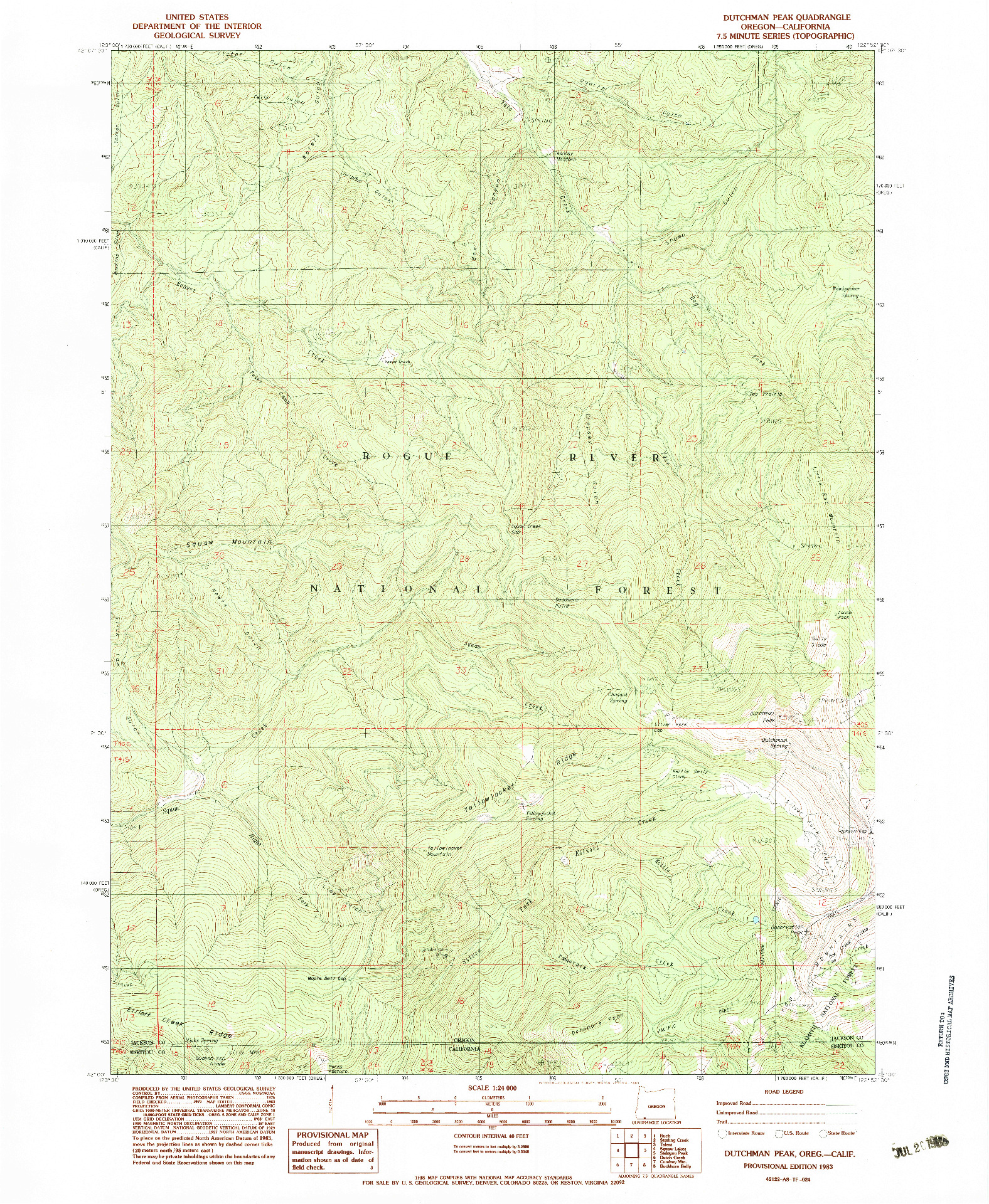 USGS 1:24000-SCALE QUADRANGLE FOR DUTCHMAN PEAK, OR 1983