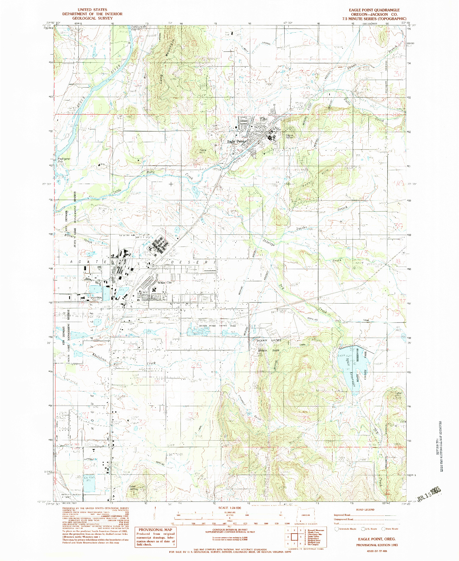 USGS 1:24000-SCALE QUADRANGLE FOR EAGLE POINT, OR 1983