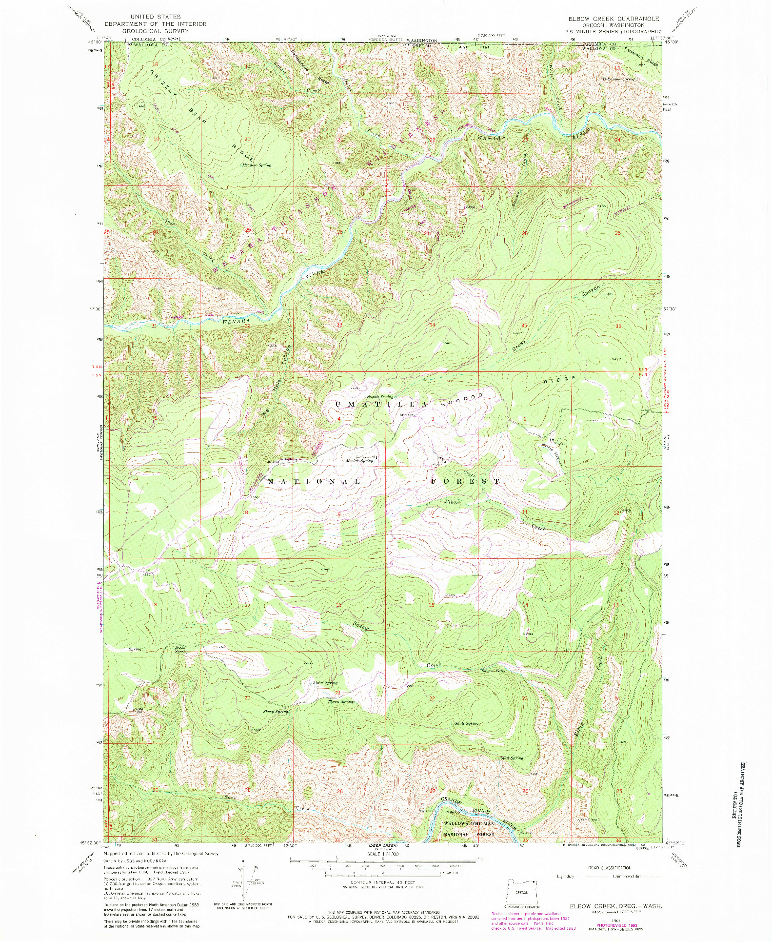 USGS 1:24000-SCALE QUADRANGLE FOR ELBOW CREEK, OR 1967