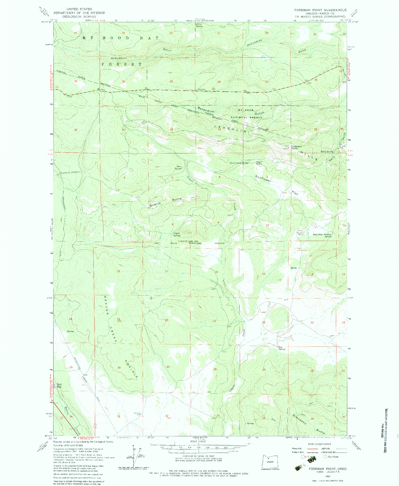 USGS 1:24000-SCALE QUADRANGLE FOR FOREMAN POINT, OR 1962