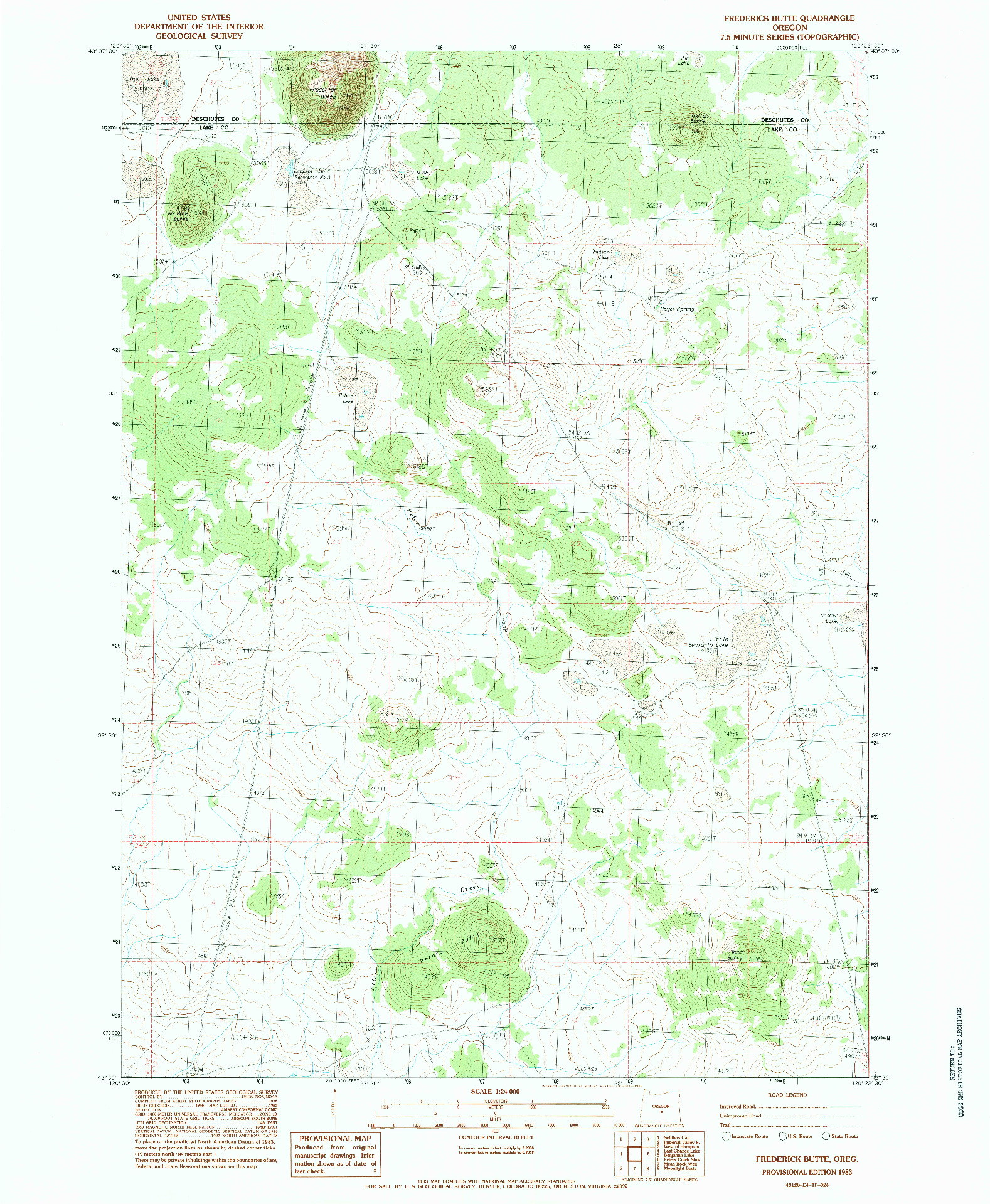 USGS 1:24000-SCALE QUADRANGLE FOR FREDERICK BUTTE, OR 1983