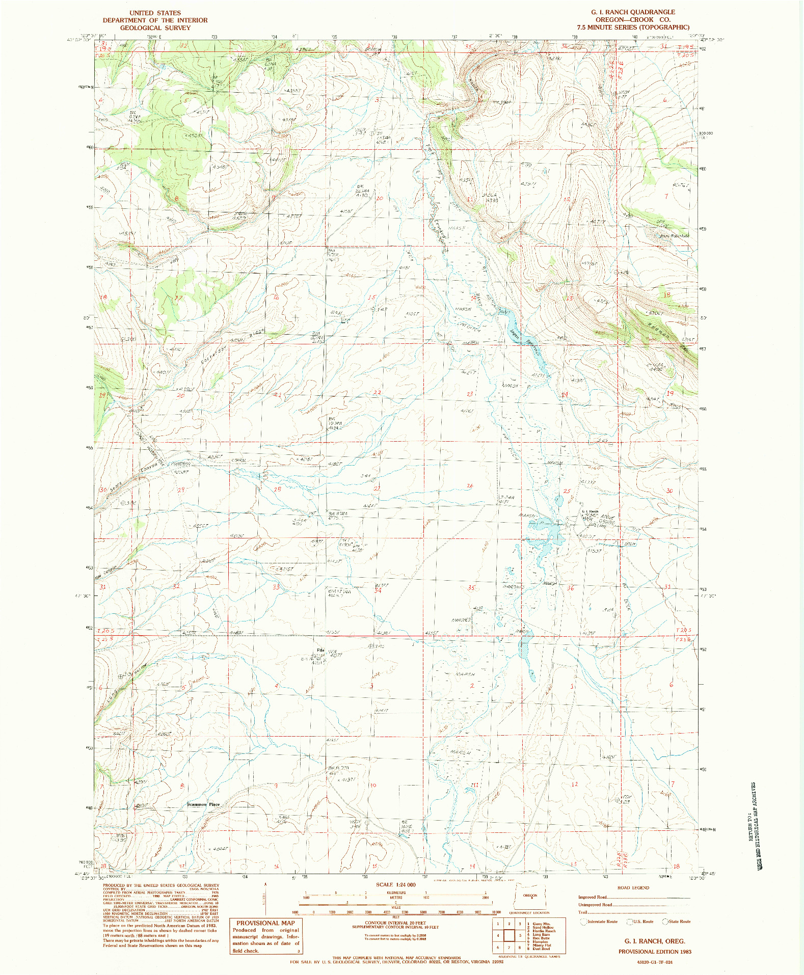 USGS 1:24000-SCALE QUADRANGLE FOR G.I. RANCH, OR 1983