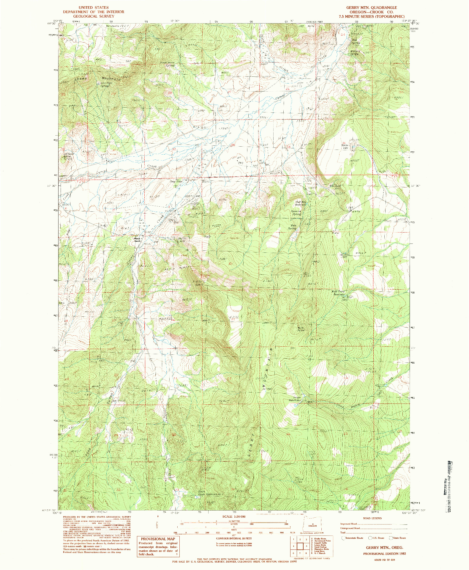 USGS 1:24000-SCALE QUADRANGLE FOR GERRY MTN, OR 1983