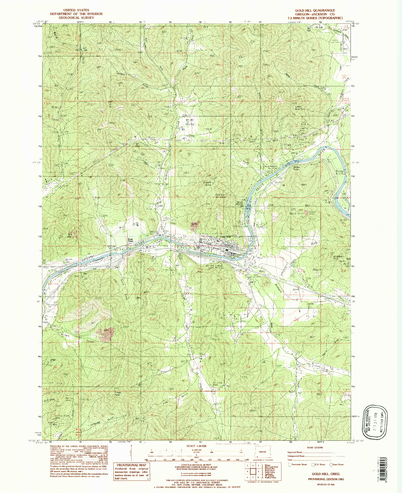 USGS 1:24000-SCALE QUADRANGLE FOR GOLD HILL, OR 1983