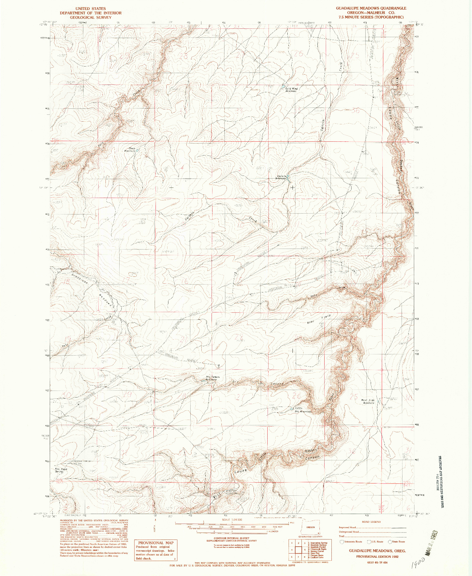 USGS 1:24000-SCALE QUADRANGLE FOR GUADALUPE MEADOWS, OR 1982