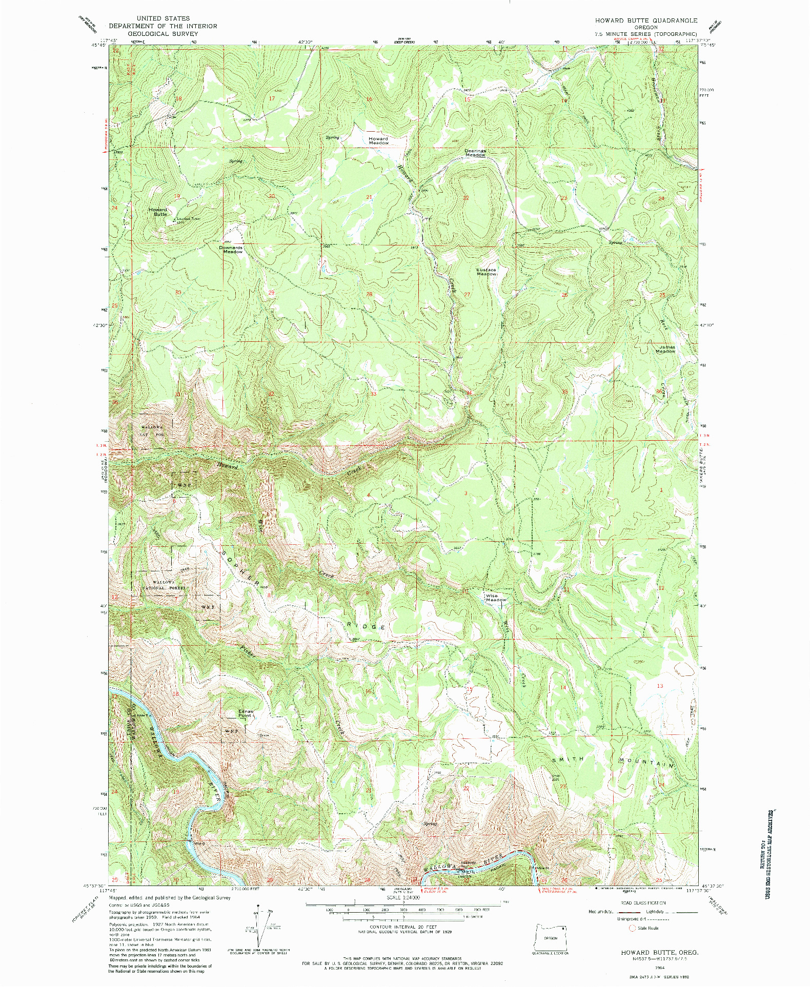 USGS 1:24000-SCALE QUADRANGLE FOR HOWARD BUTTE, OR 1964