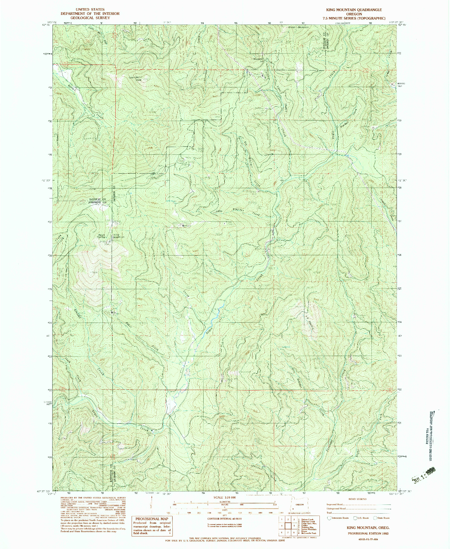 USGS 1:24000-SCALE QUADRANGLE FOR KING MOUNTAIN, OR 1983
