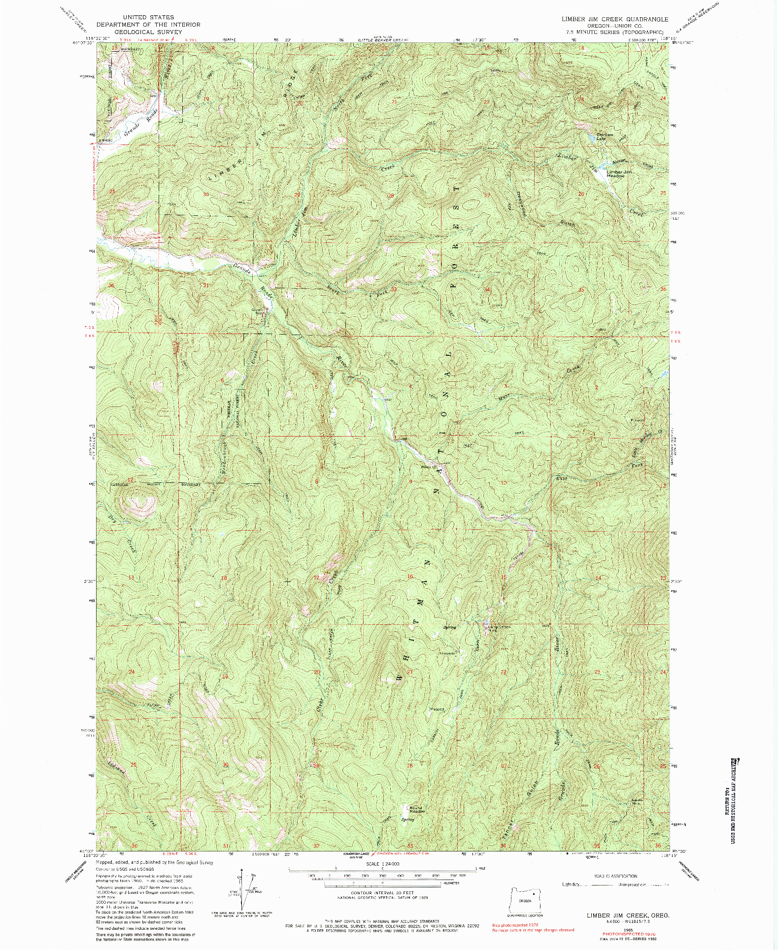 USGS 1:24000-SCALE QUADRANGLE FOR LIMBER JIM CREEK, OR 1965