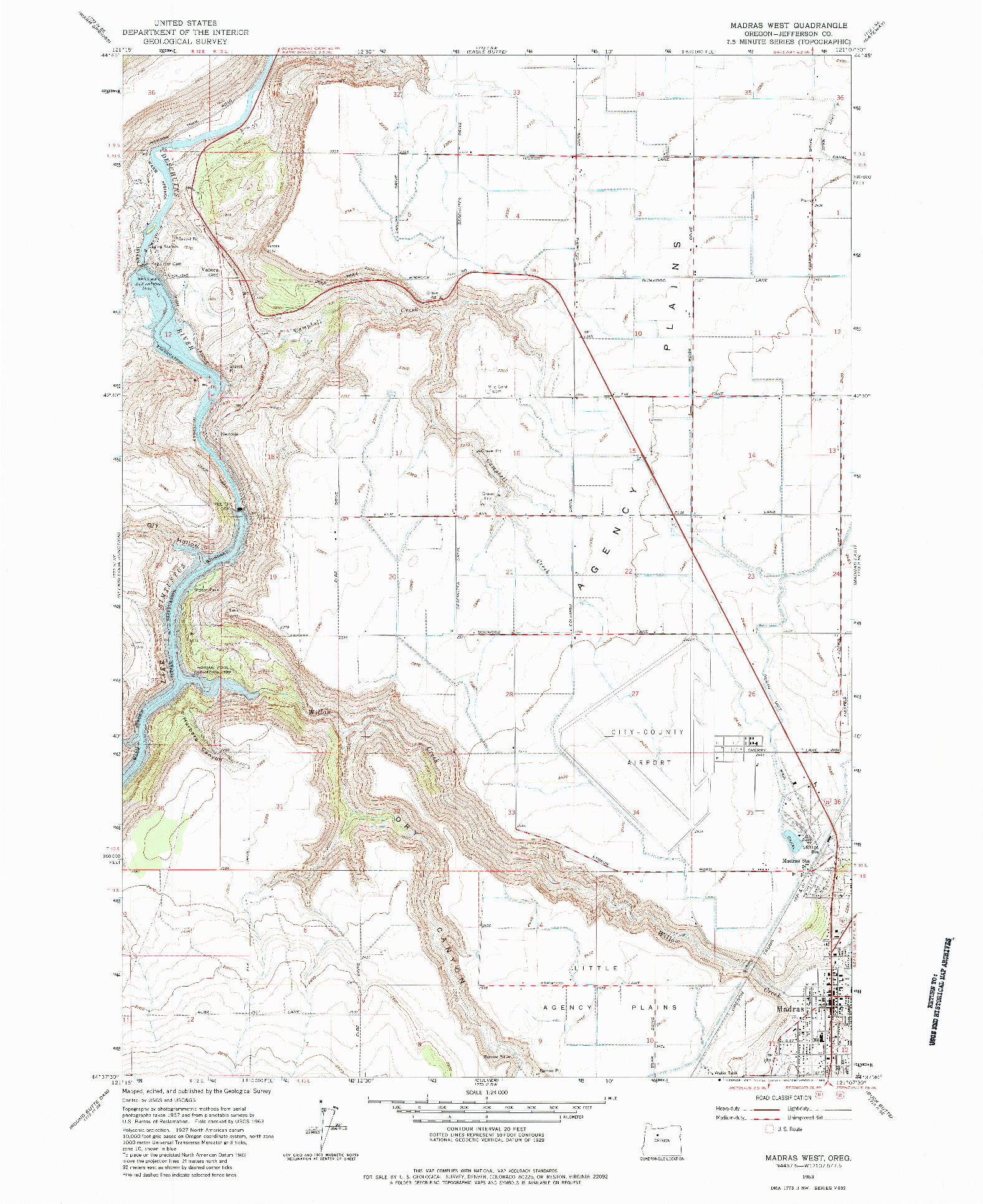 USGS 1:24000-SCALE QUADRANGLE FOR MADRAS WEST, OR 1963