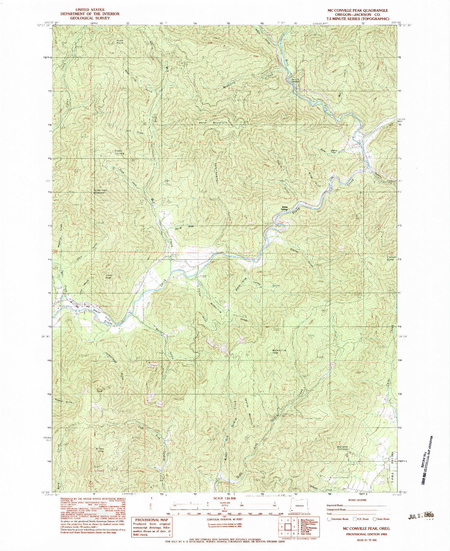 USGS 1:24000-SCALE QUADRANGLE FOR MC CONVILLE PEAK, OR 1983