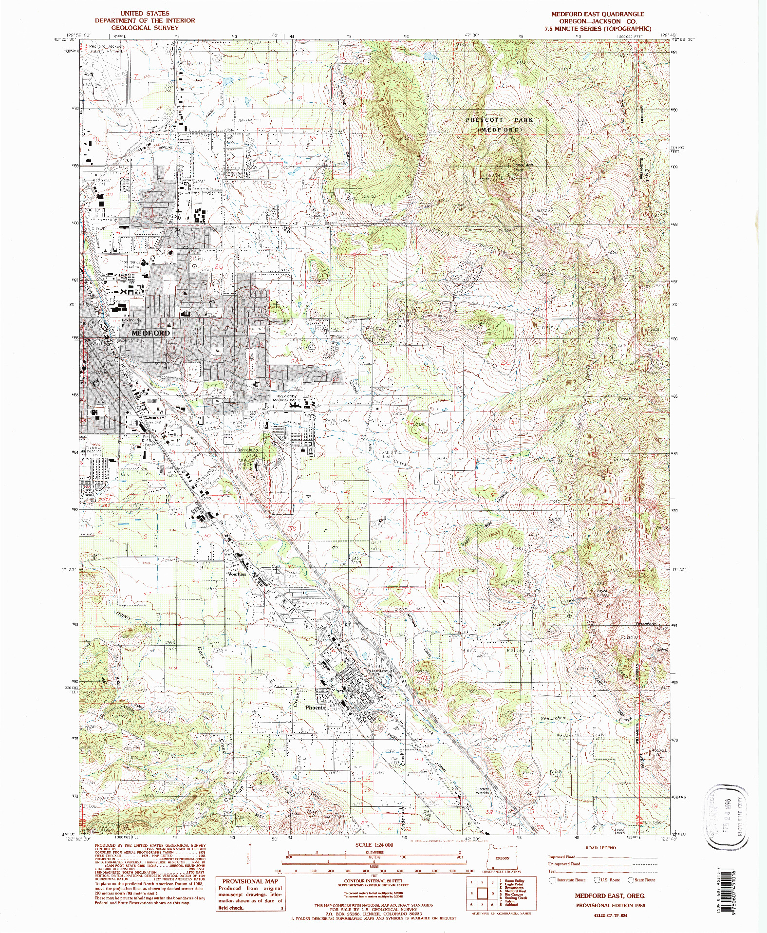 USGS 1:24000-SCALE QUADRANGLE FOR MEDFORD EAST, OR 1983