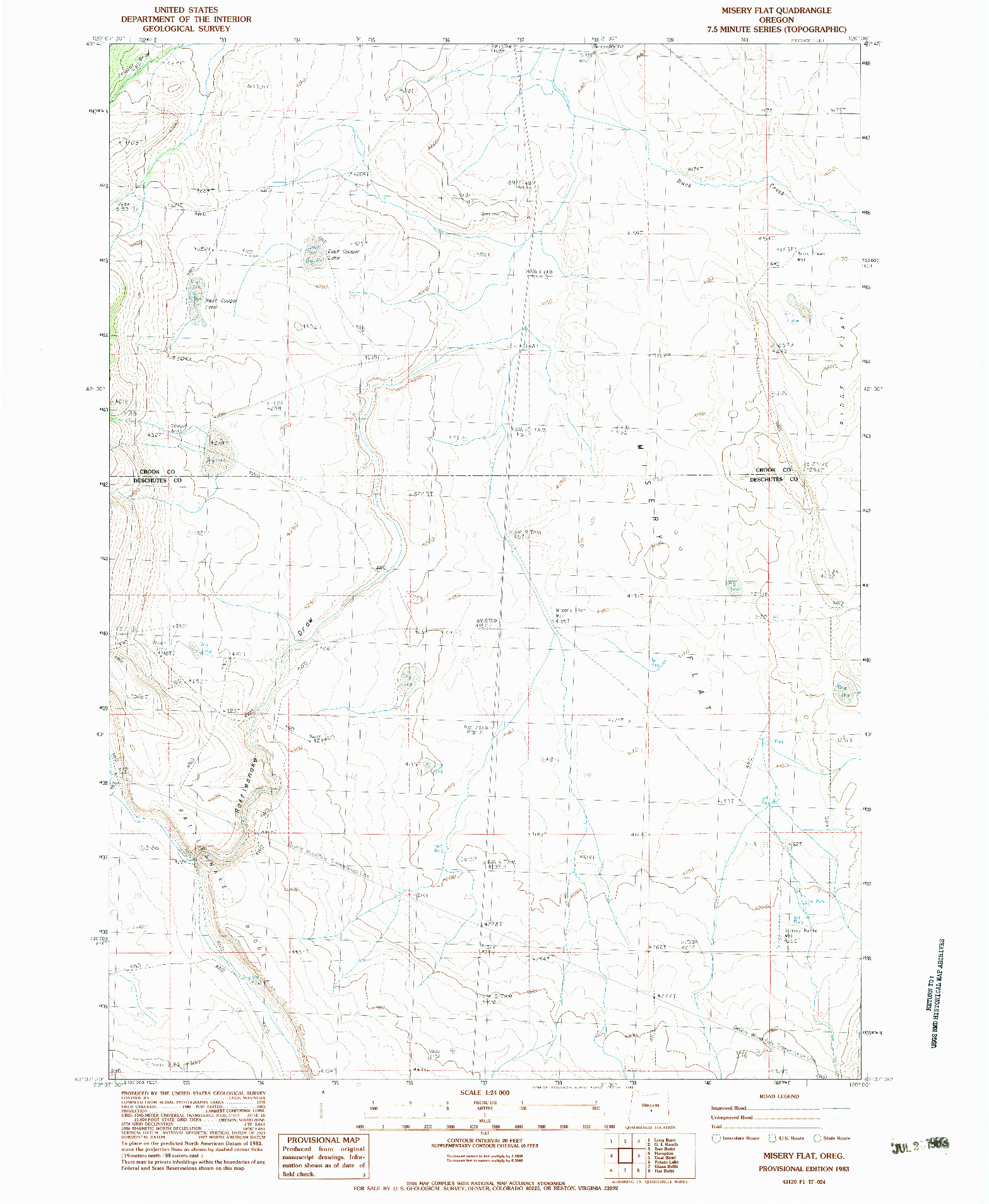 USGS 1:24000-SCALE QUADRANGLE FOR MISERY FLAT, OR 1983