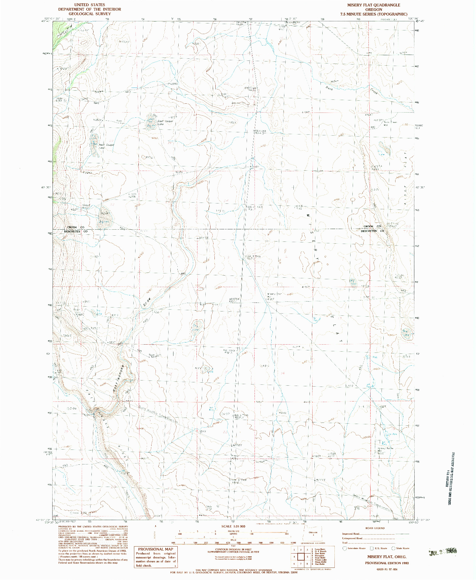 USGS 1:24000-SCALE QUADRANGLE FOR MISERY FLAT, OR 1983