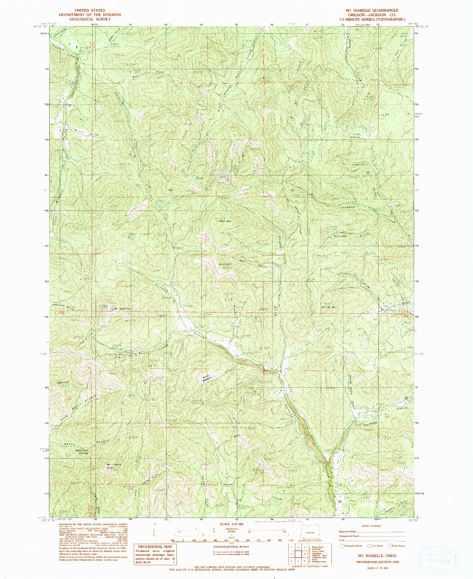 USGS 1:24000-SCALE QUADRANGLE FOR MT. ISABELLE, OR 1983