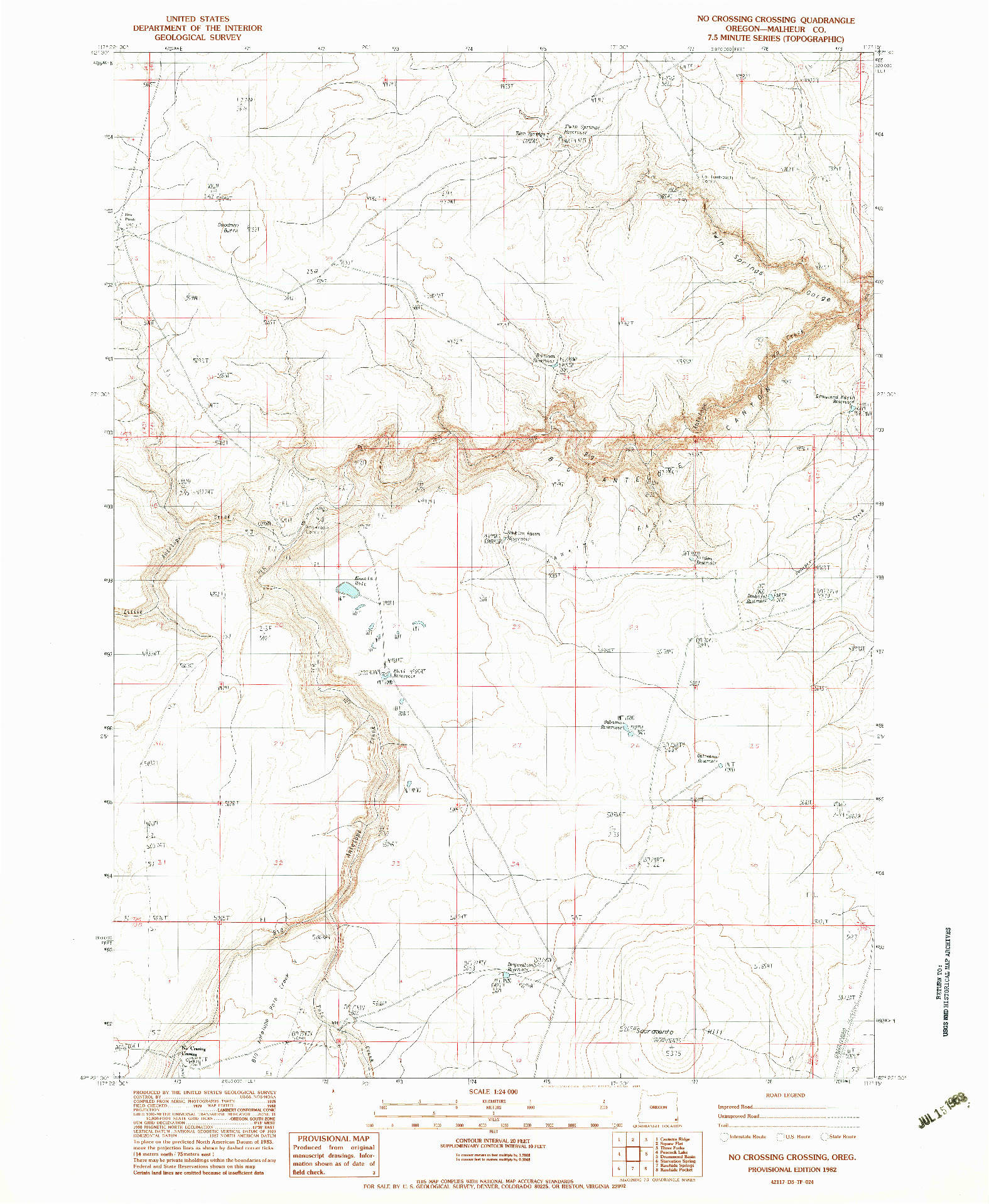 USGS 1:24000-SCALE QUADRANGLE FOR NO CROSSING CROSSING, OR 1982
