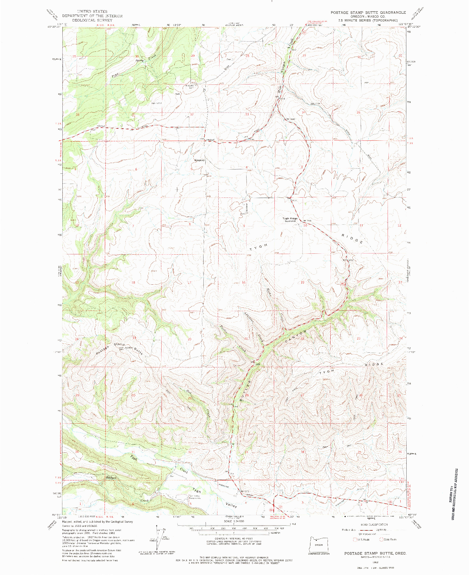 USGS 1:24000-SCALE QUADRANGLE FOR POSTAGE STAMP BUTTE, OR 1962