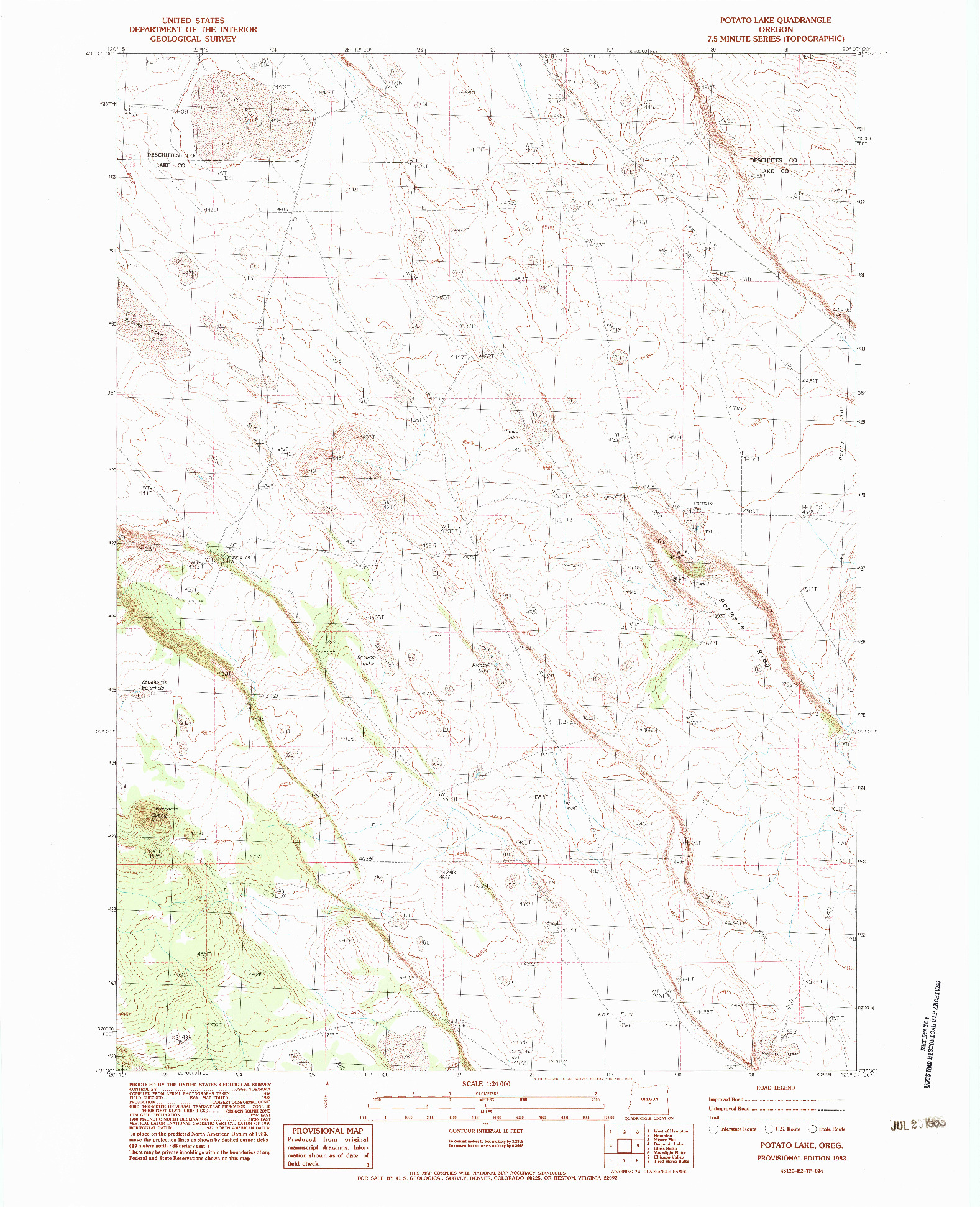 USGS 1:24000-SCALE QUADRANGLE FOR POTATO LAKE, OR 1983