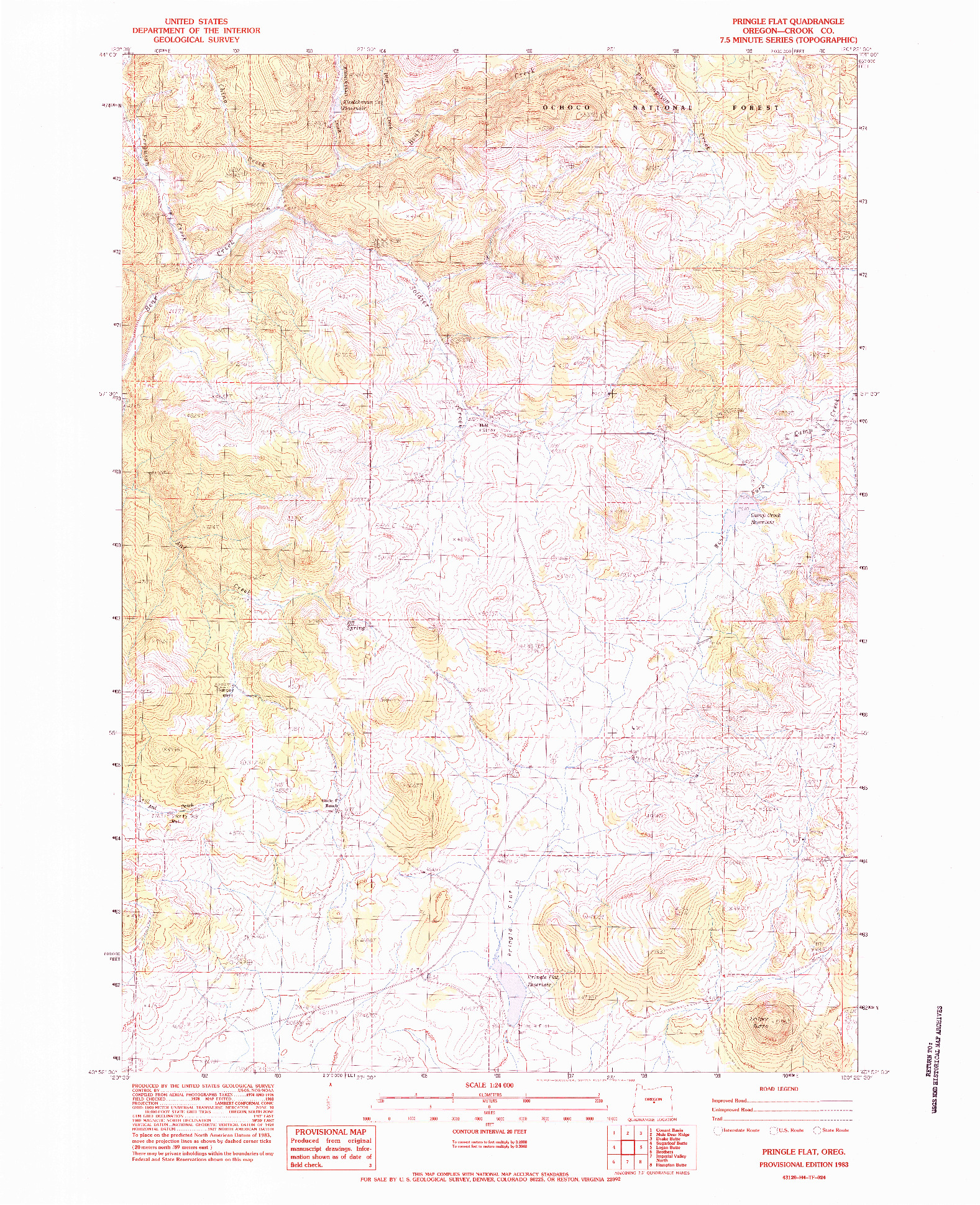 USGS 1:24000-SCALE QUADRANGLE FOR PRINGLE FLAT, OR 1983