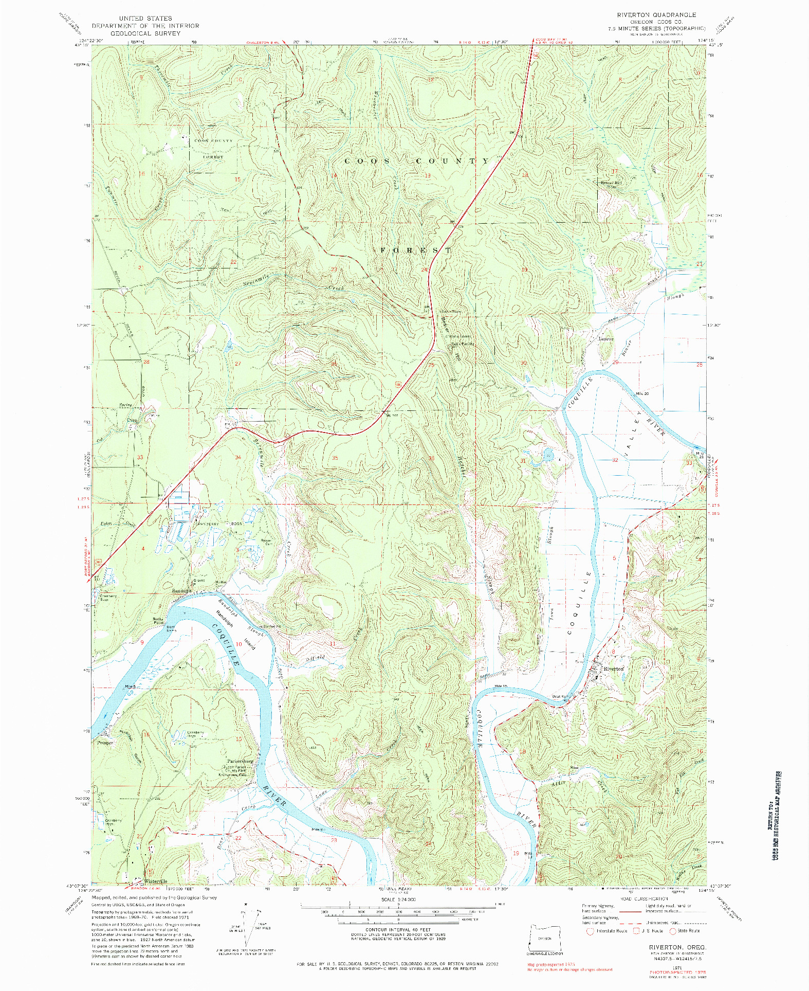 USGS 1:24000-SCALE QUADRANGLE FOR RIVERTON, OR 1971