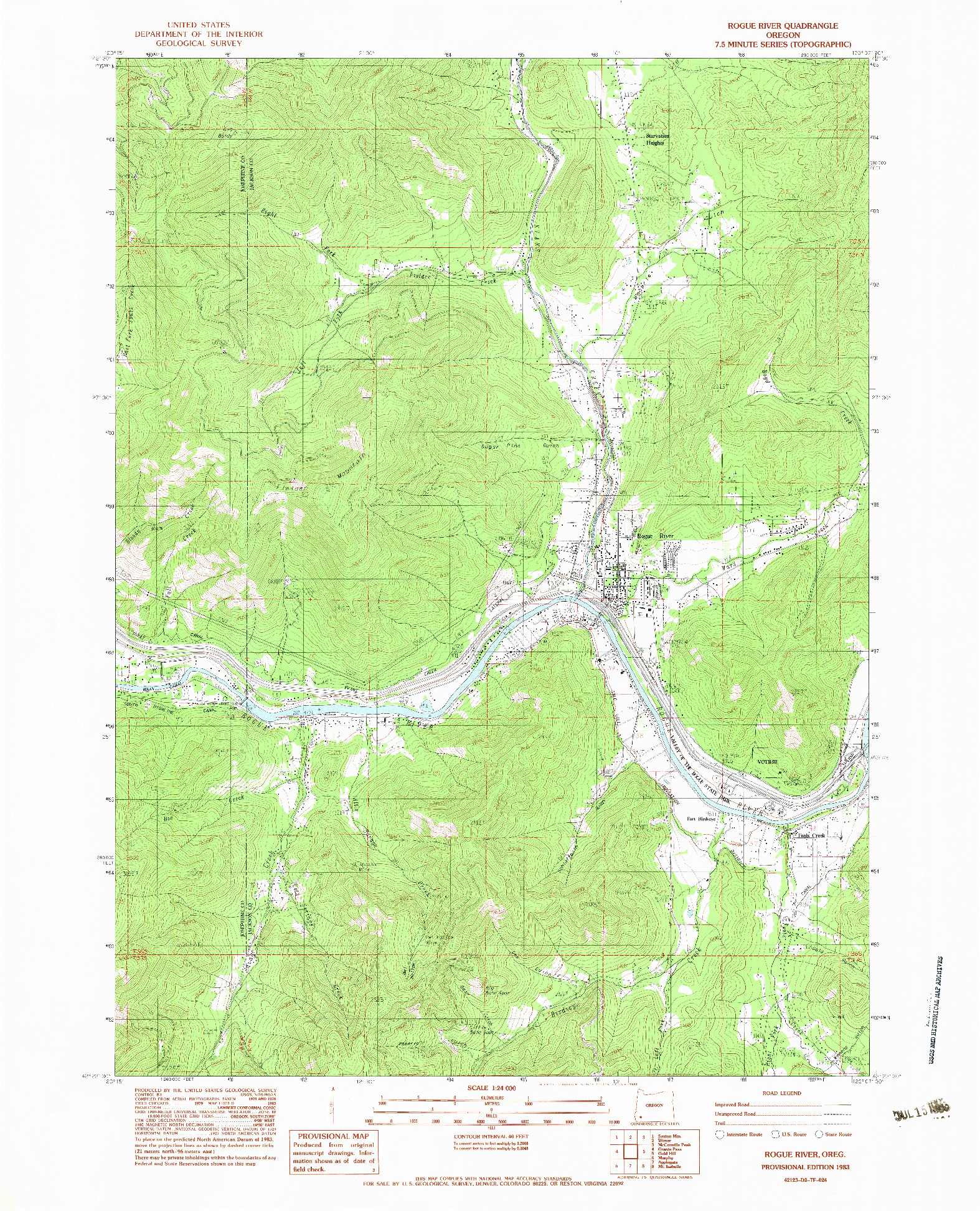 USGS 1:24000-SCALE QUADRANGLE FOR ROGUE RIVER, OR 1983
