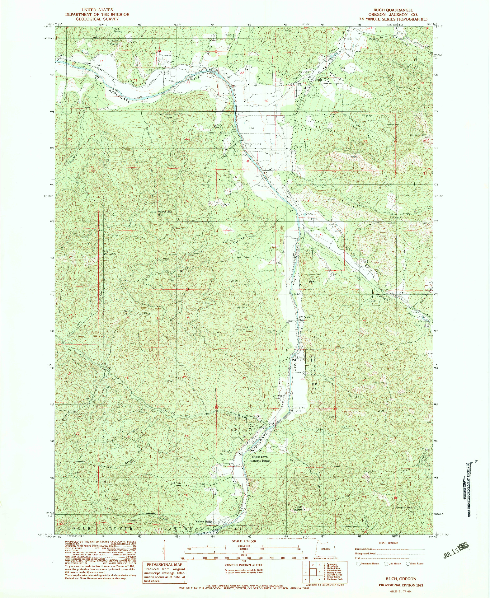 USGS 1:24000-SCALE QUADRANGLE FOR RUCH, OR 1983