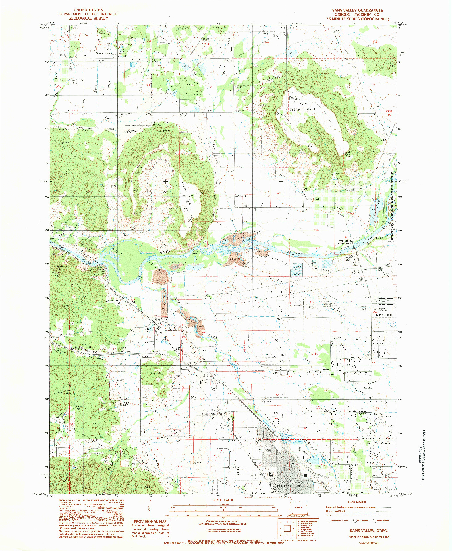 USGS 1:24000-SCALE QUADRANGLE FOR SAMS VALLEY, OR 1983