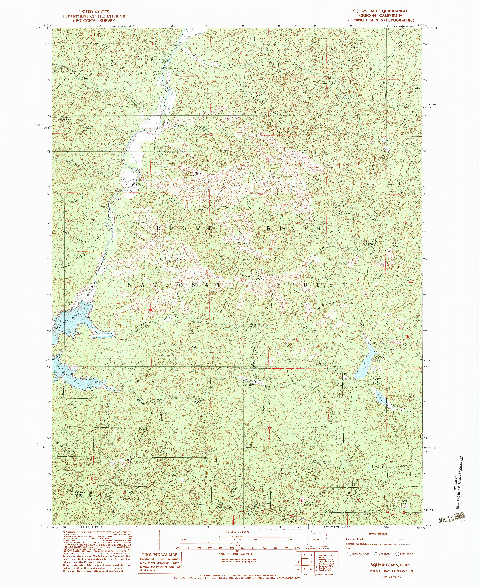 USGS 1:24000-SCALE QUADRANGLE FOR SQUAW LAKES, OR 1983