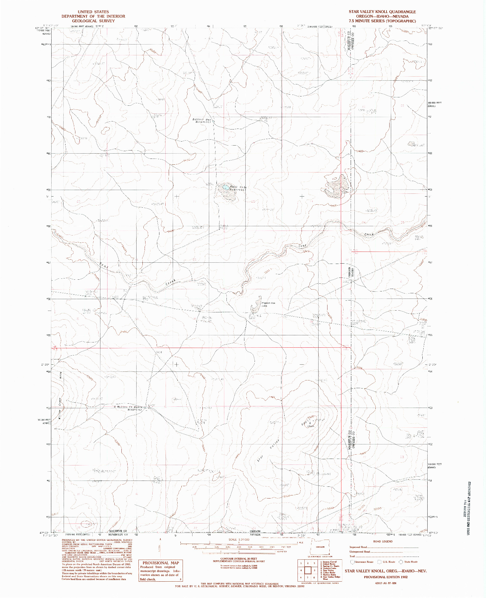 USGS 1:24000-SCALE QUADRANGLE FOR STAR VALLEY KNOLL, OR 1982