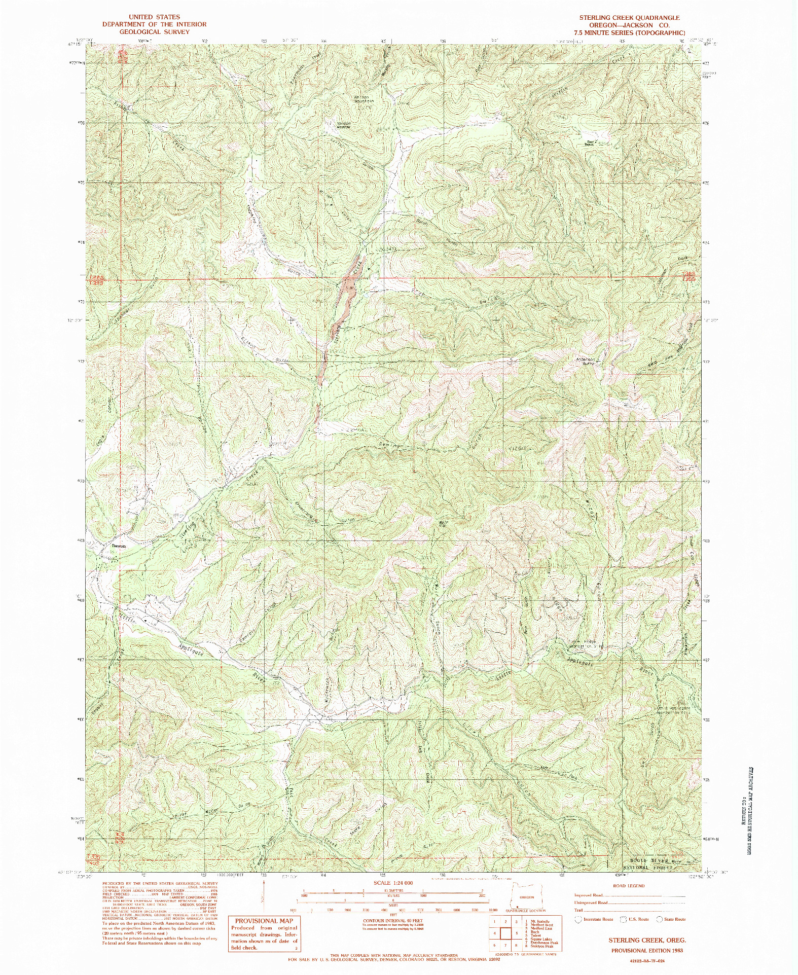 USGS 1:24000-SCALE QUADRANGLE FOR STERLING CREEK, OR 1983