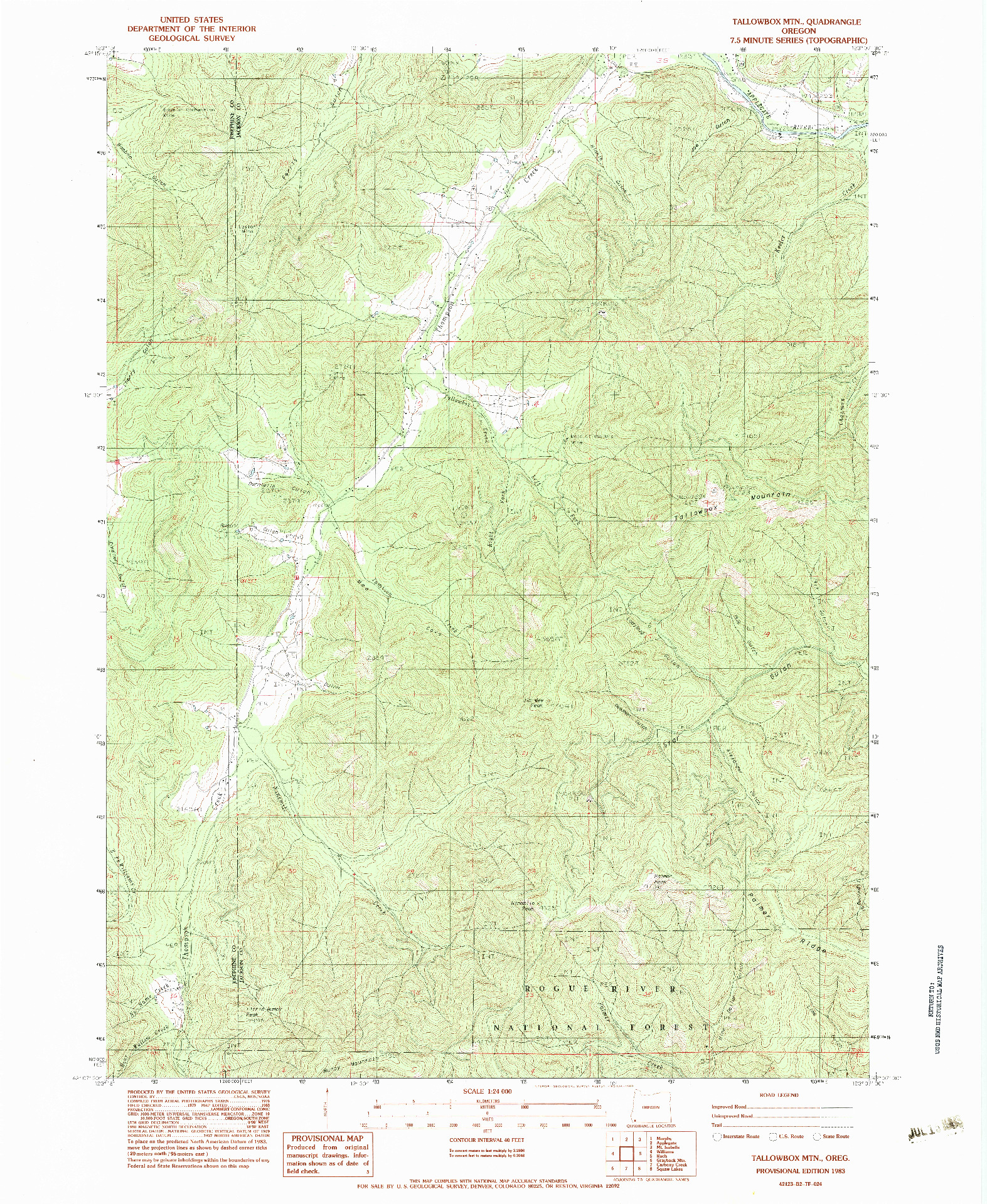 USGS 1:24000-SCALE QUADRANGLE FOR TALLOWBOX MTN, OR 1983