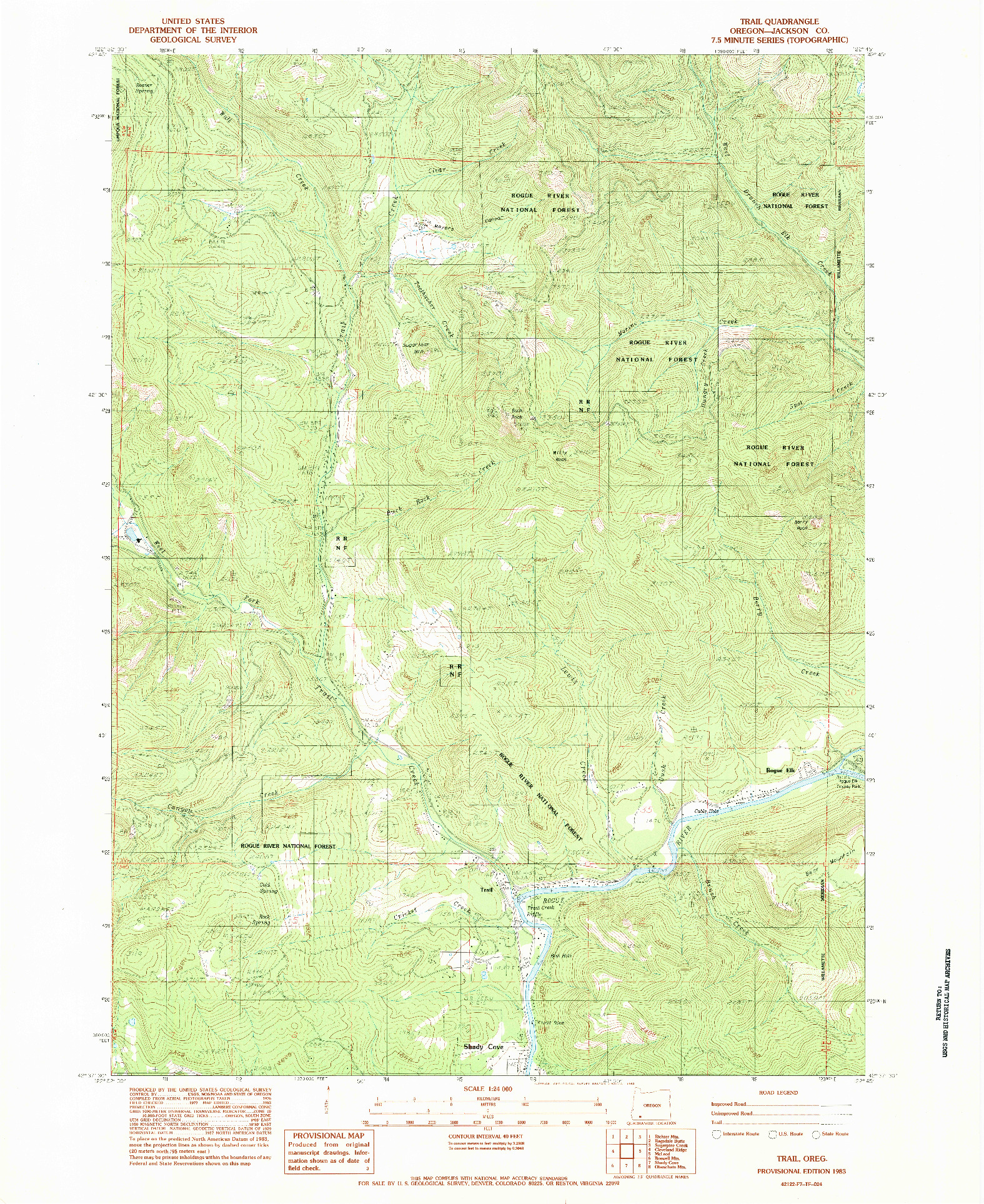 USGS 1:24000-SCALE QUADRANGLE FOR TRAIL, OR 1983