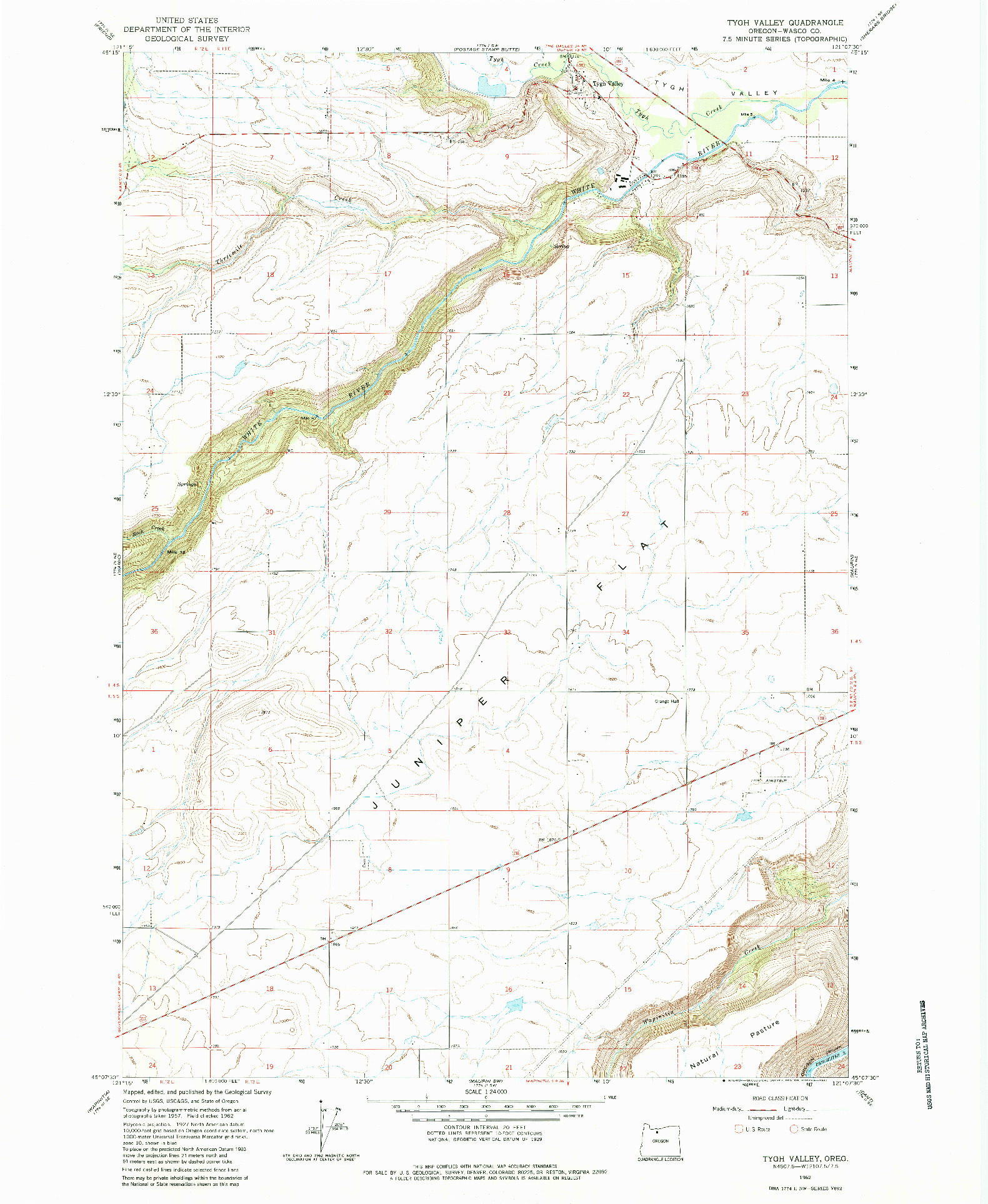 USGS 1:24000-SCALE QUADRANGLE FOR TYGH VALLEY, OR 1962