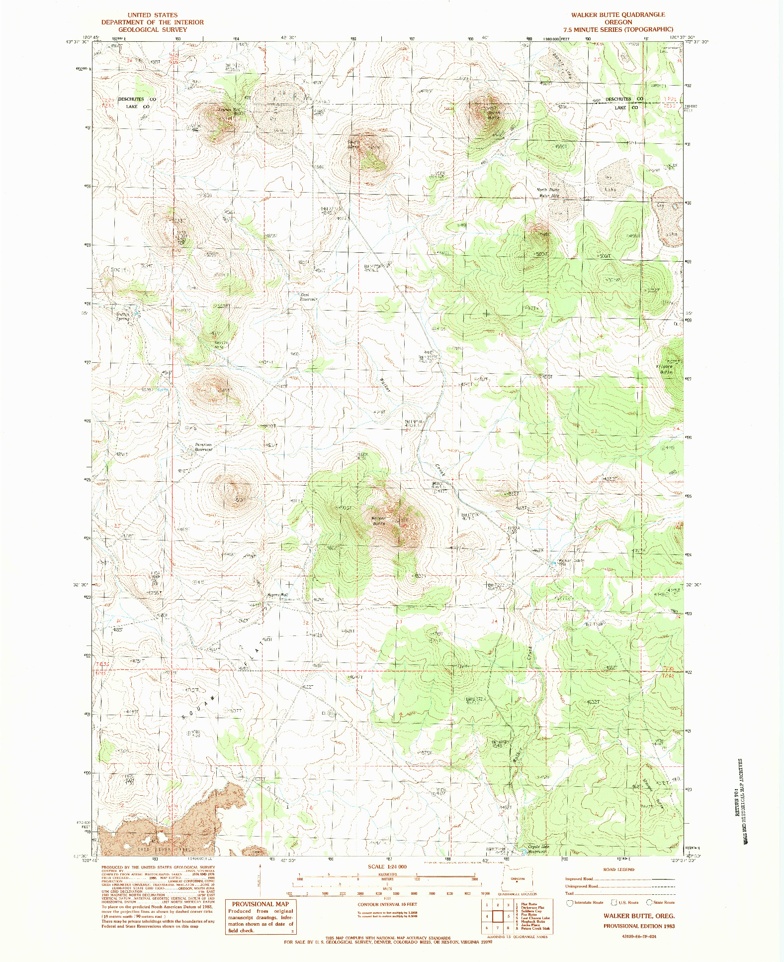 USGS 1:24000-SCALE QUADRANGLE FOR WALKER BUTTE, OR 1983
