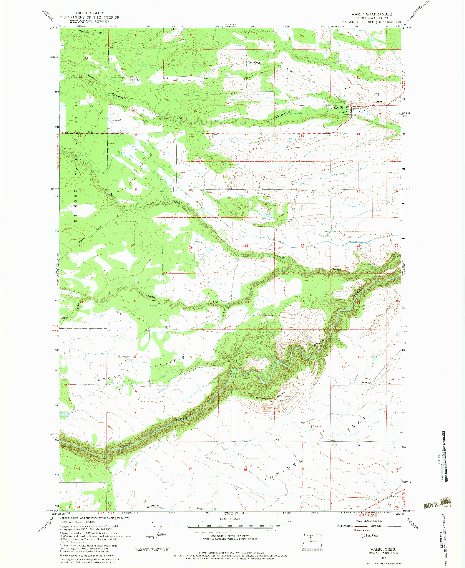 USGS 1:24000-SCALE QUADRANGLE FOR WAMIC, OR 1962