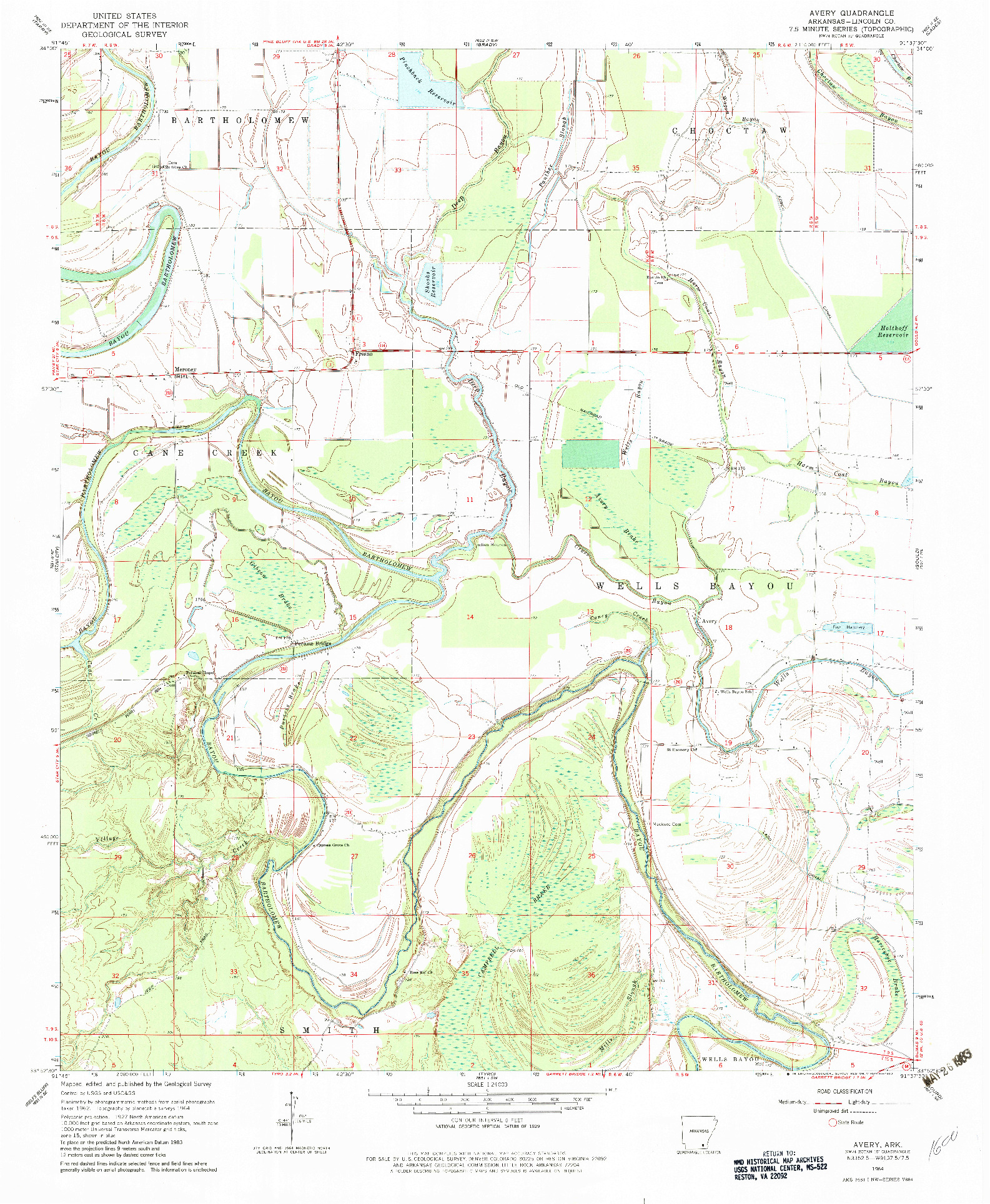 USGS 1:24000-SCALE QUADRANGLE FOR AVERY, AR 1964