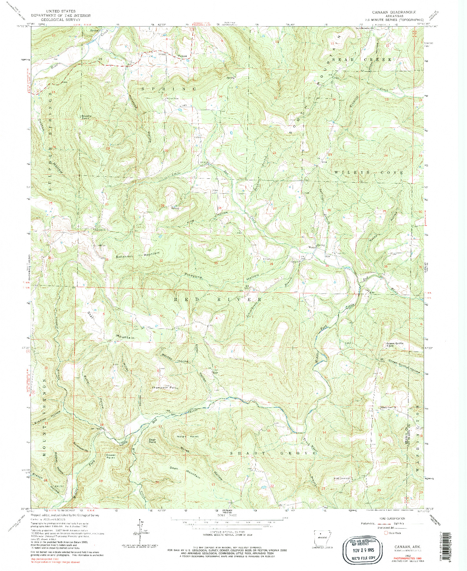 USGS 1:24000-SCALE QUADRANGLE FOR CANAAN, AR 1962