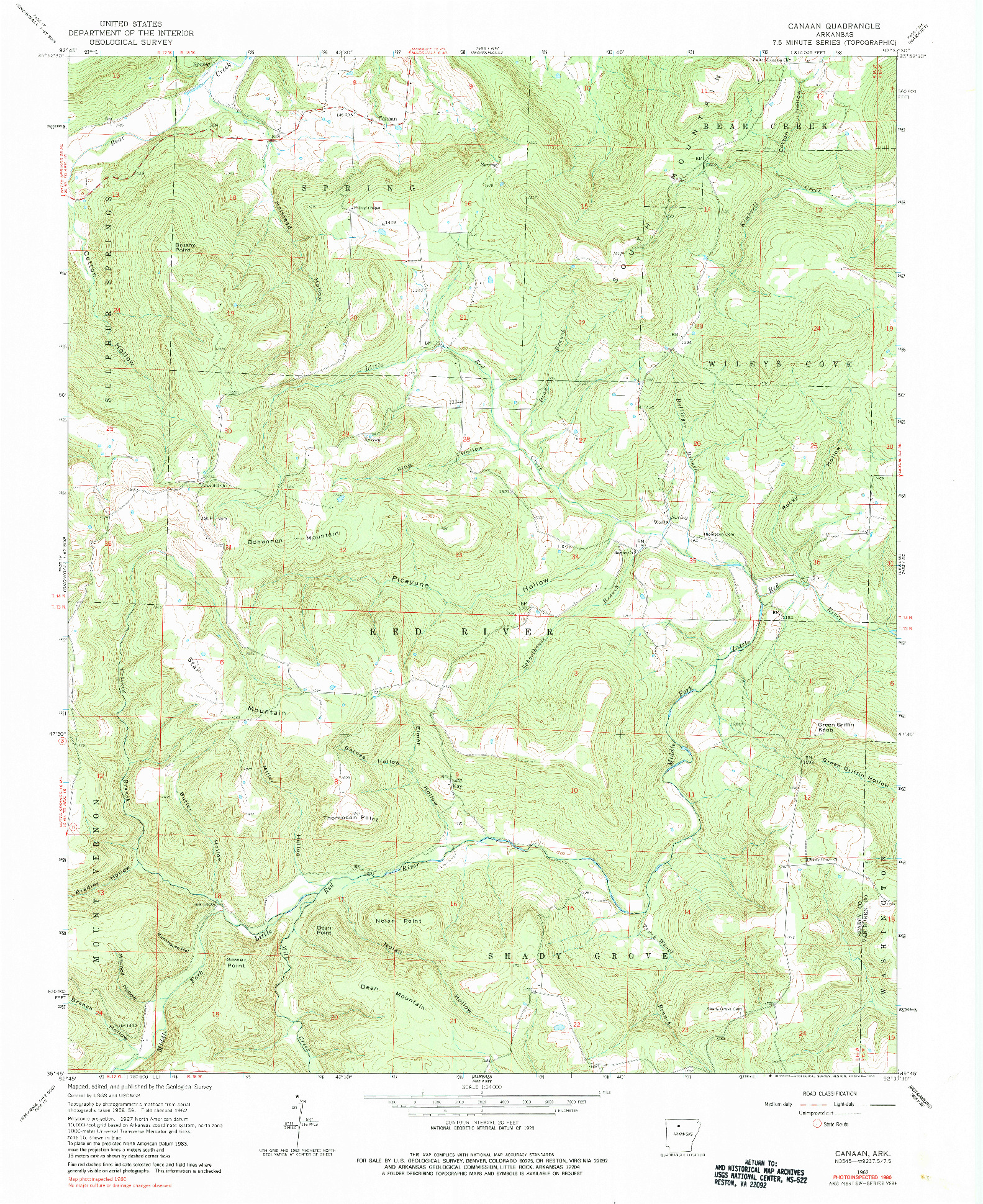 USGS 1:24000-SCALE QUADRANGLE FOR CANAAN, AR 1962