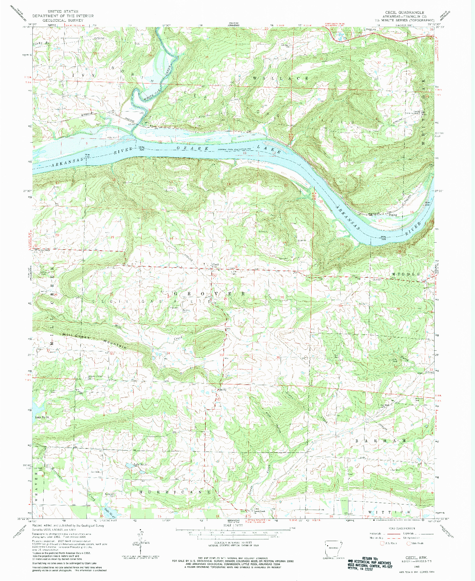 USGS 1:24000-SCALE QUADRANGLE FOR CECIL, AR 1965