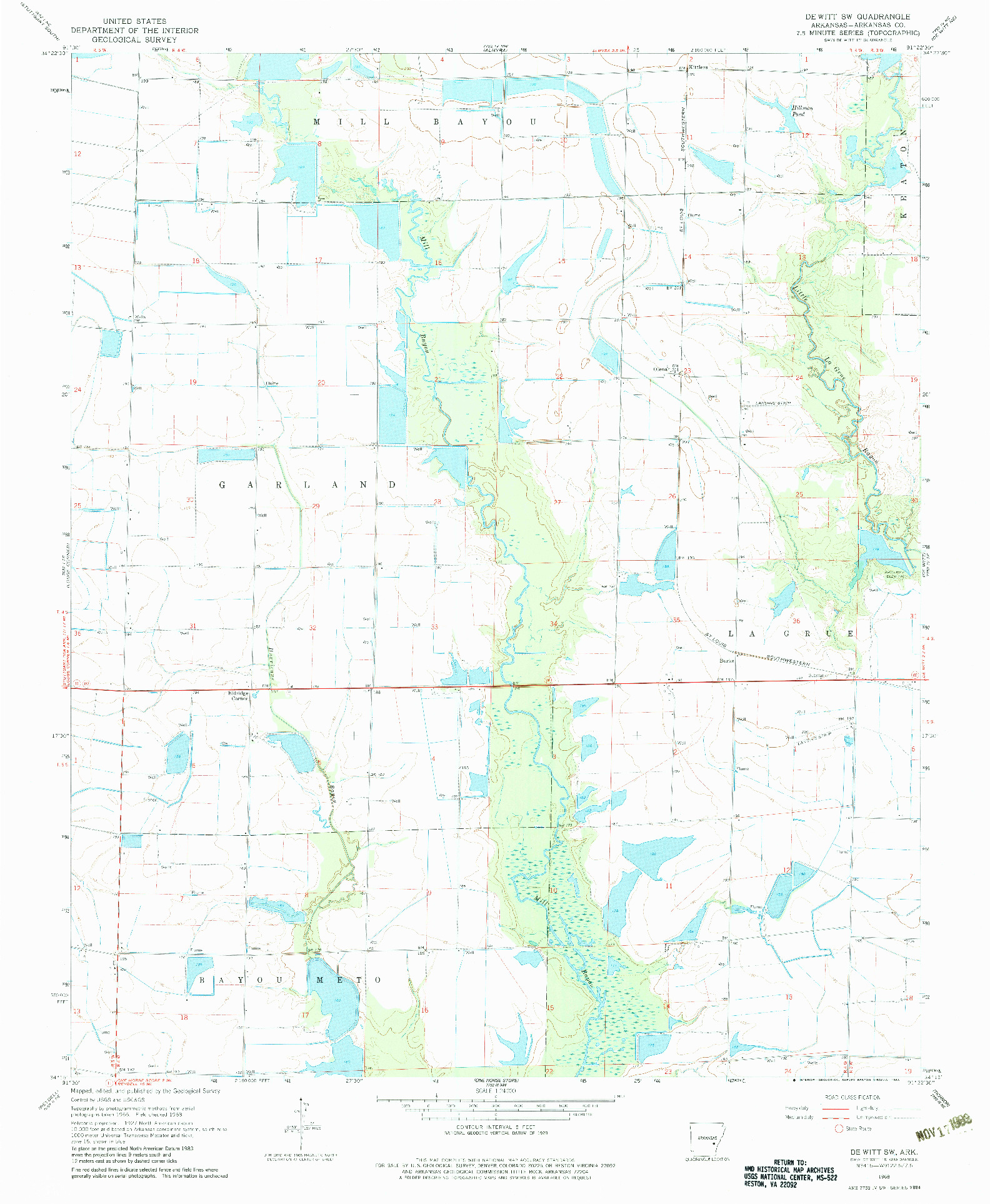 USGS 1:24000-SCALE QUADRANGLE FOR DE WITT SW, AR 1968