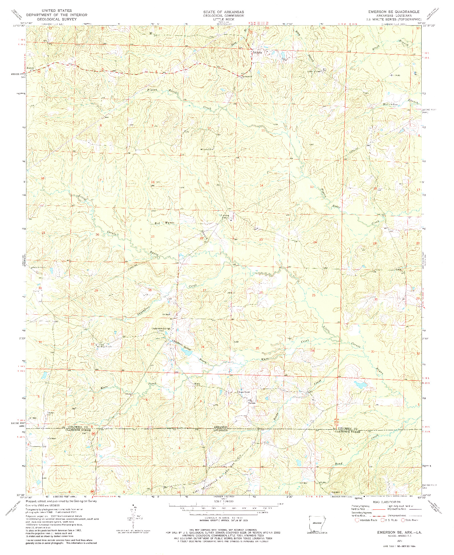 USGS 1:24000-SCALE QUADRANGLE FOR EMERSON SE, AR 1971