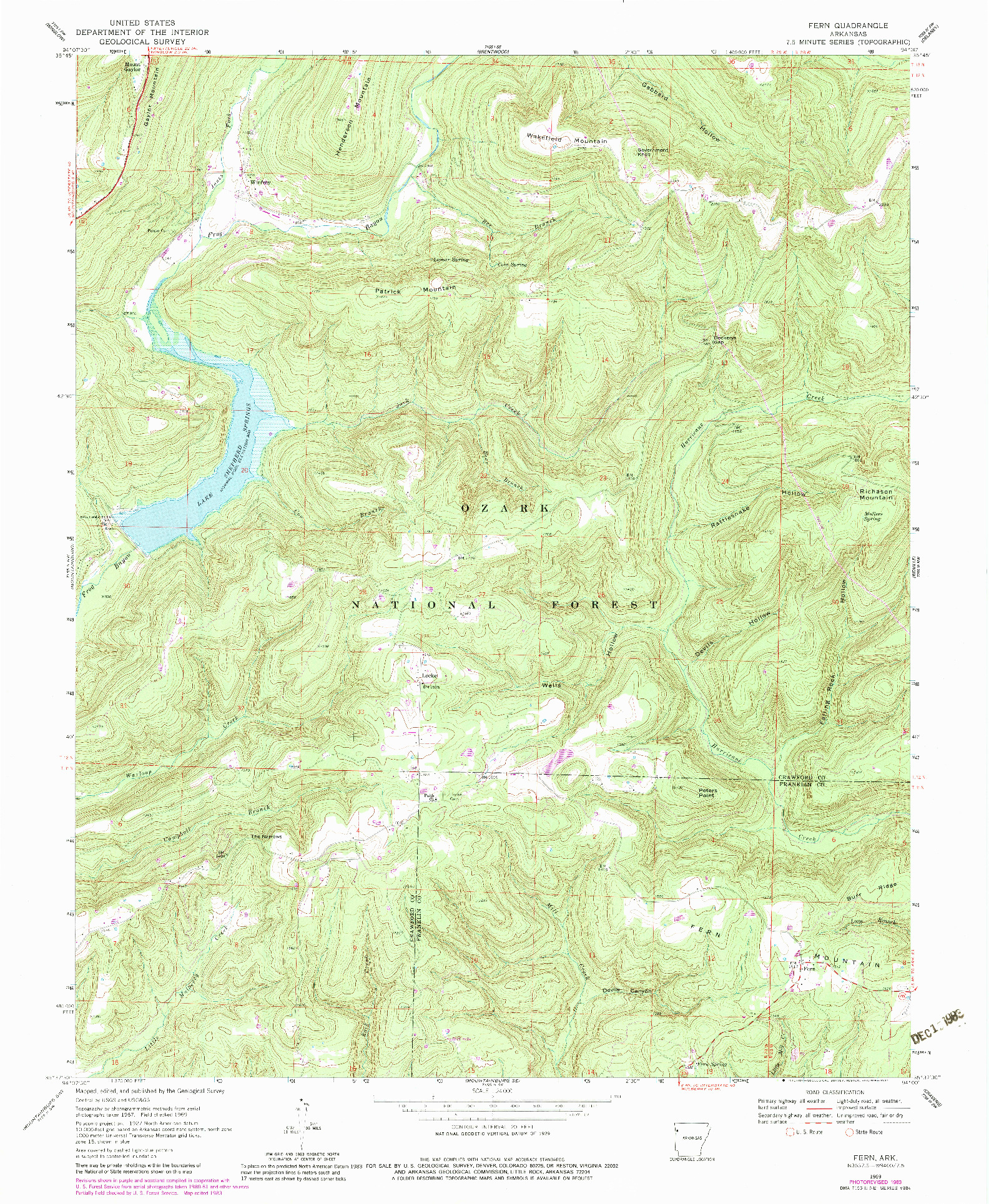 USGS 1:24000-SCALE QUADRANGLE FOR FERN, AR 1969